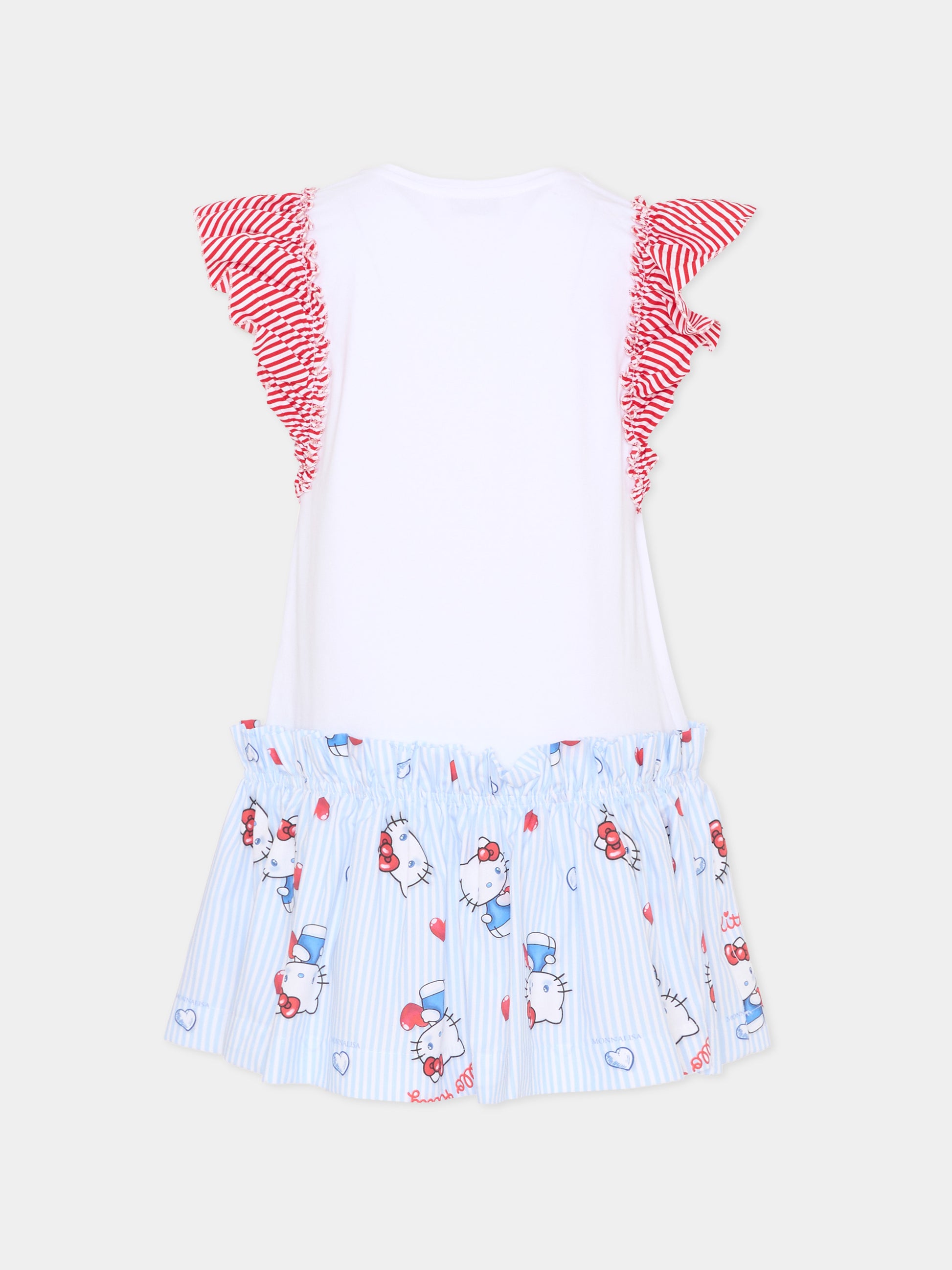 Vestito bianco per bambina con Hello Kitty,Monnalisa,11G917 - 7201 - 0099