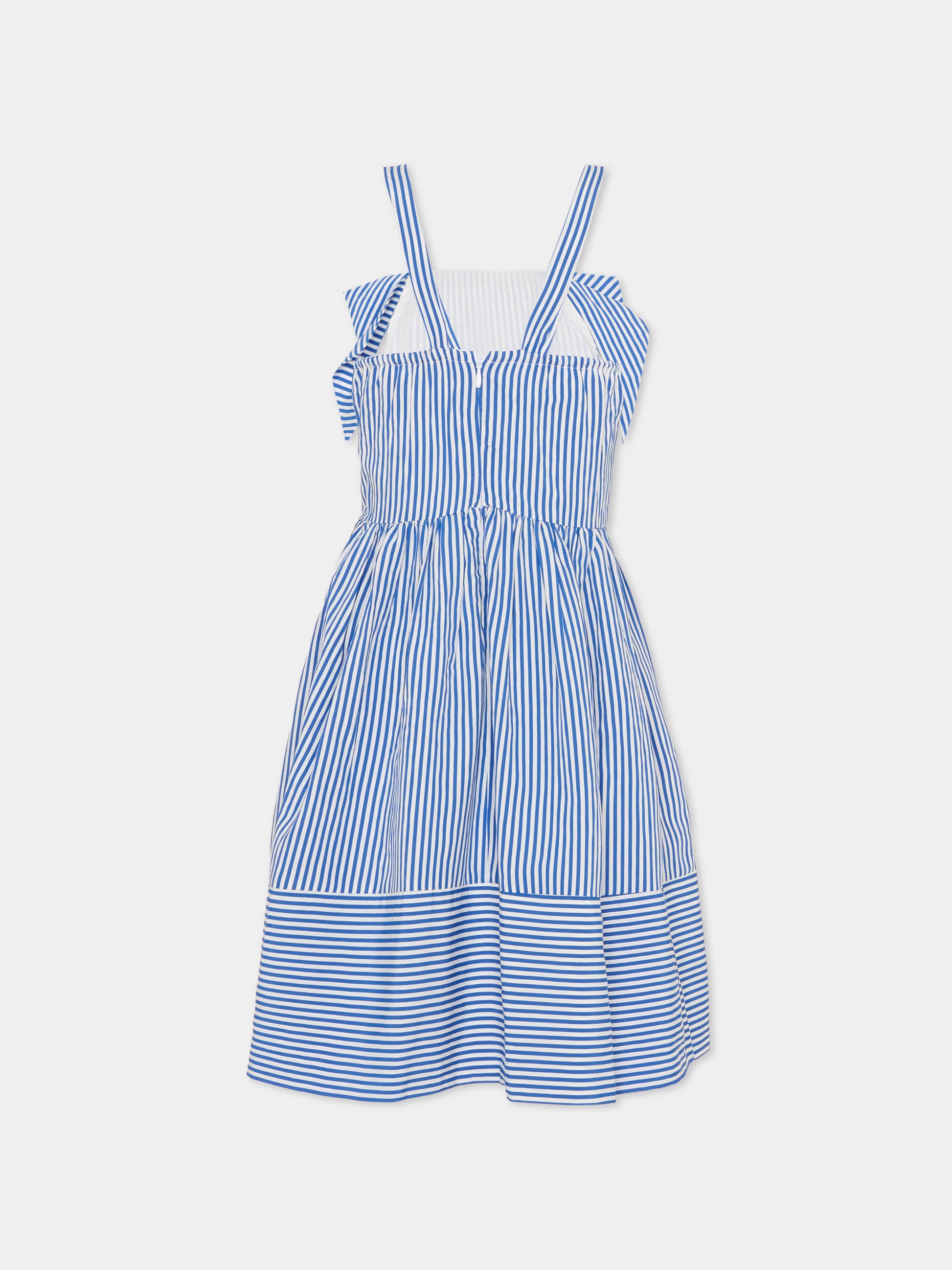 Vestito blu per bambina con fiocco,Monnalisa,11G914 - 7315 - 9956