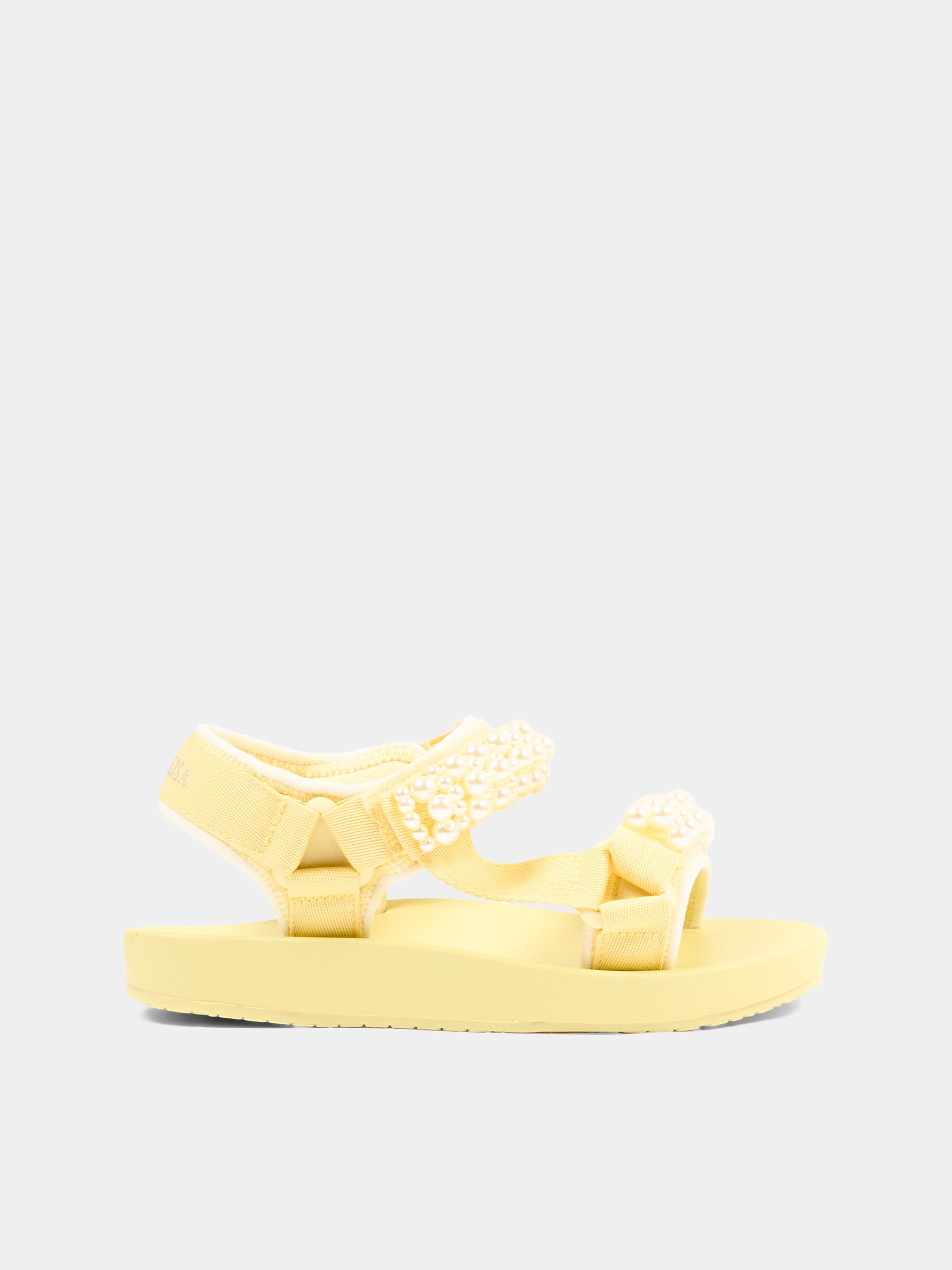 Sandali gialli per bambina con perle,Monnalisa,8CG012 - 7700 - 0014