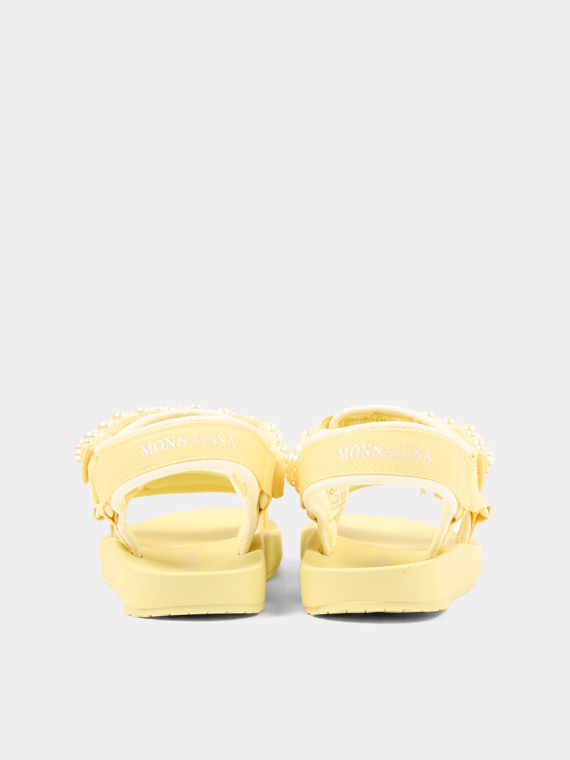 Sandali gialli per bambina con perle,Monnalisa,8CG012 - 7700 - 0014