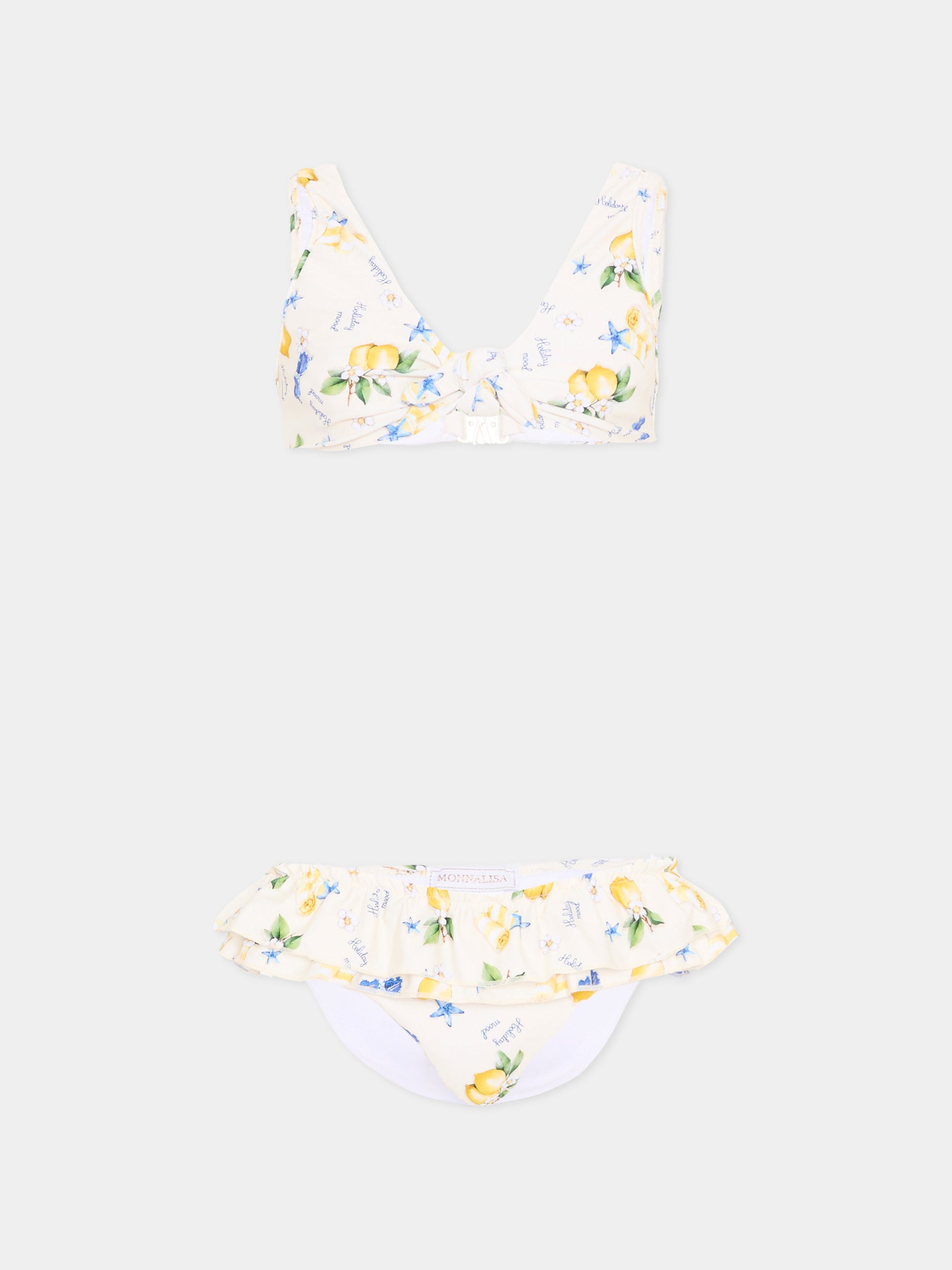 Slip e bikini giallo per bambina con limoni,Monnalisa,19G006 - 7039 - 0014