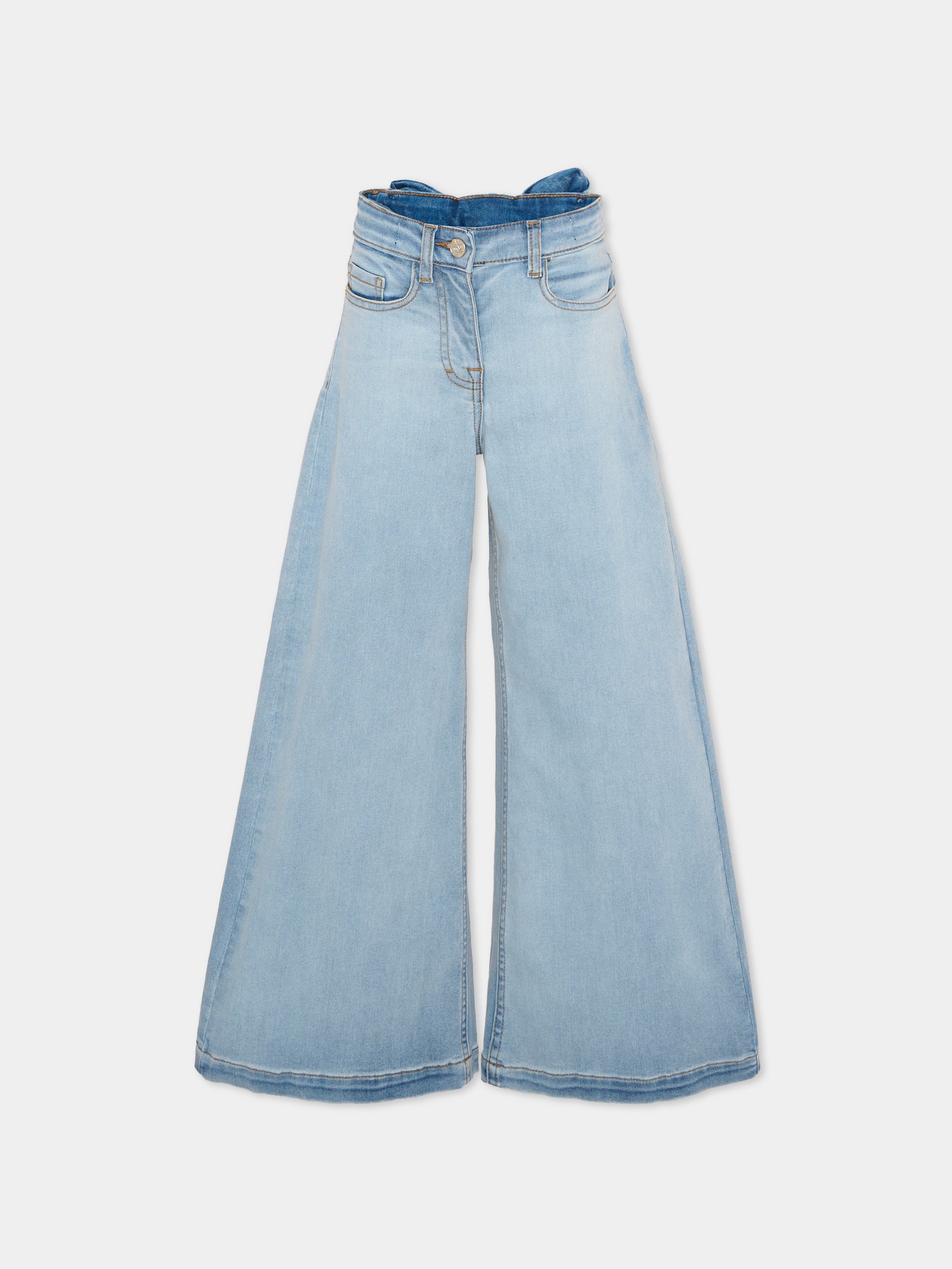 Jeans denim per bambina con maxi fiocco,Monnalisa,17G404 - 7013 - 0062