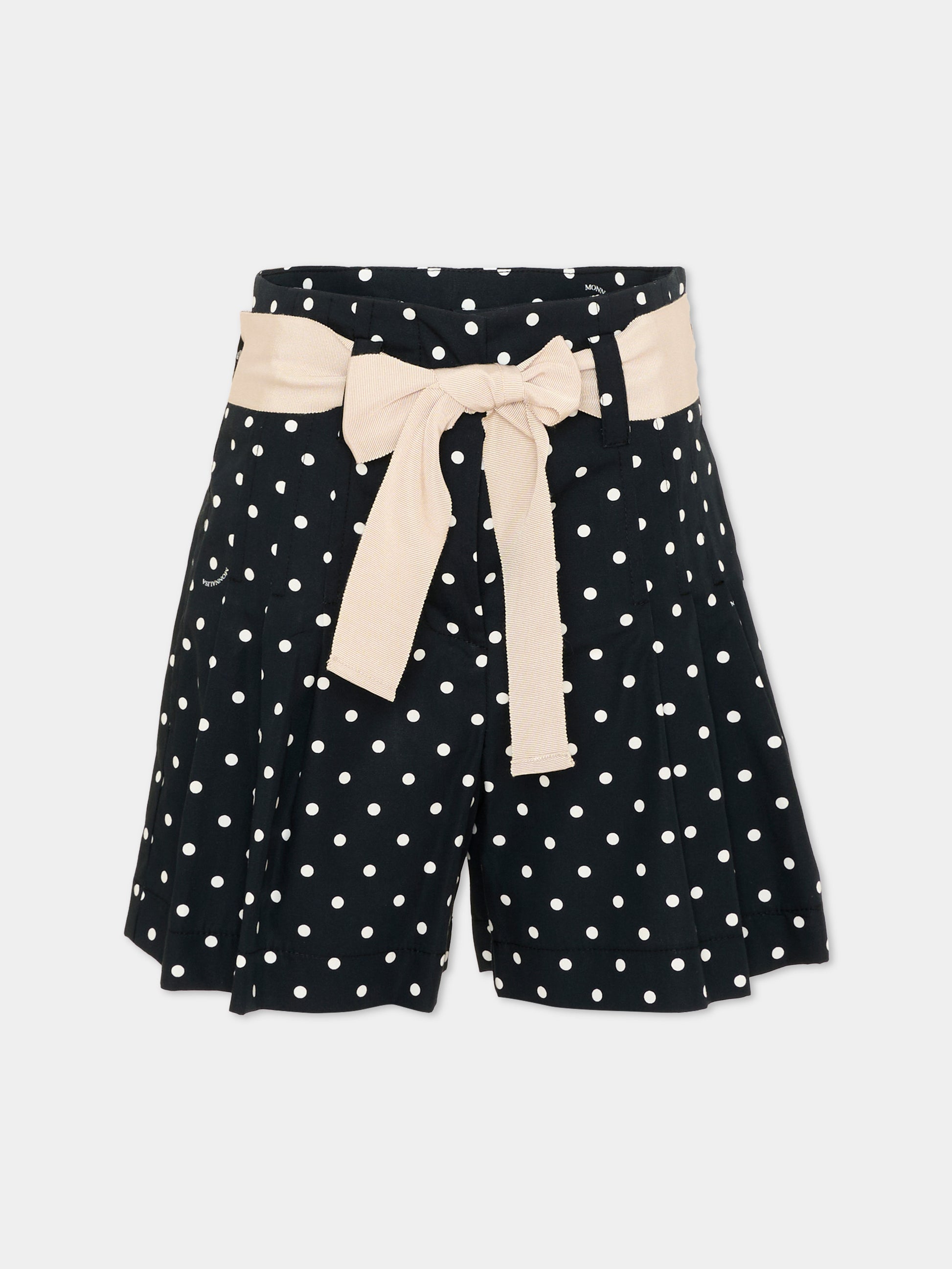 Shorts nero a pois per bambina,Monnalisa,11G413 - 7600 - 5099