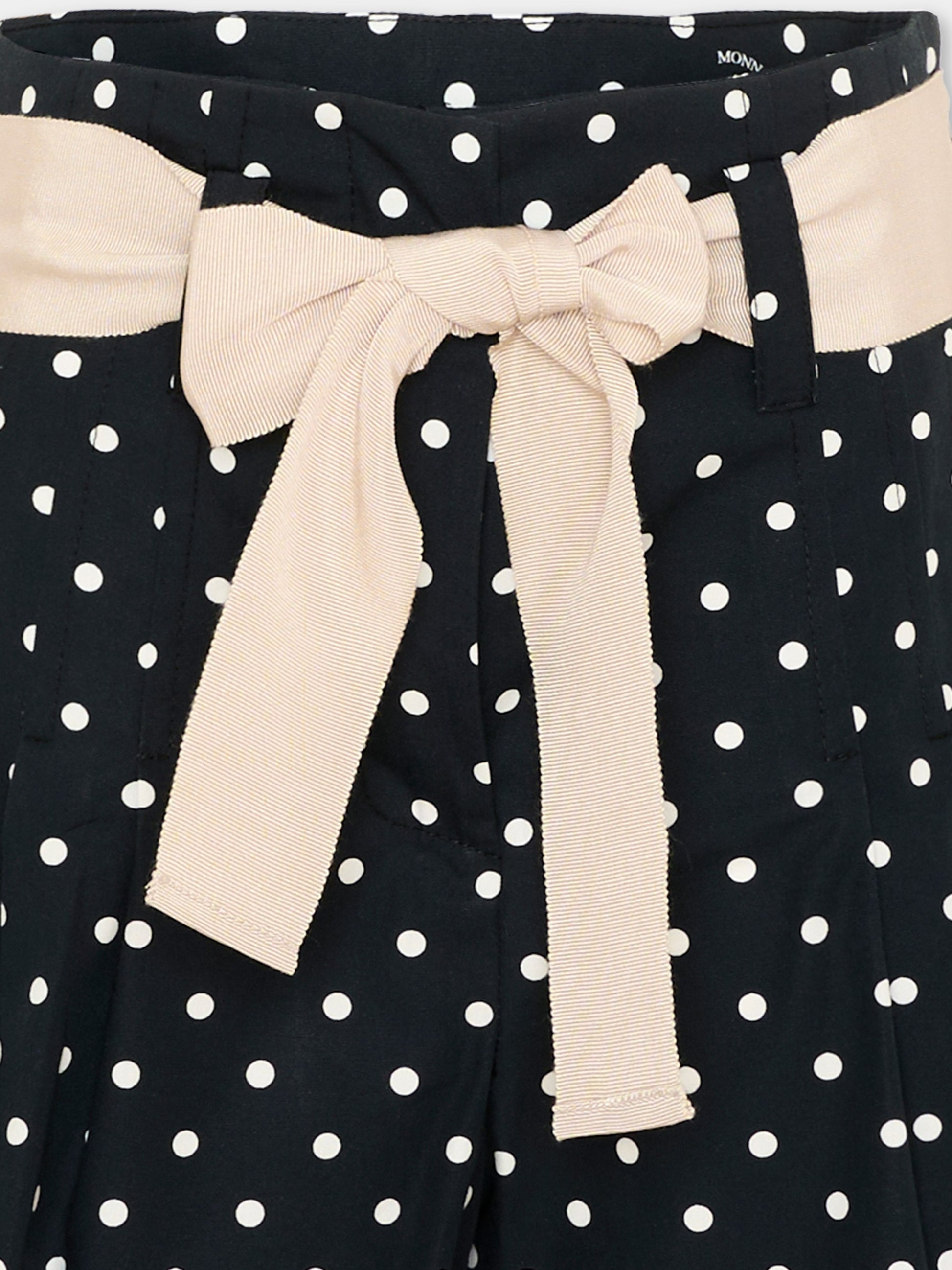 Shorts nero a pois per bambina,Monnalisa,11G413 - 7600 - 5099