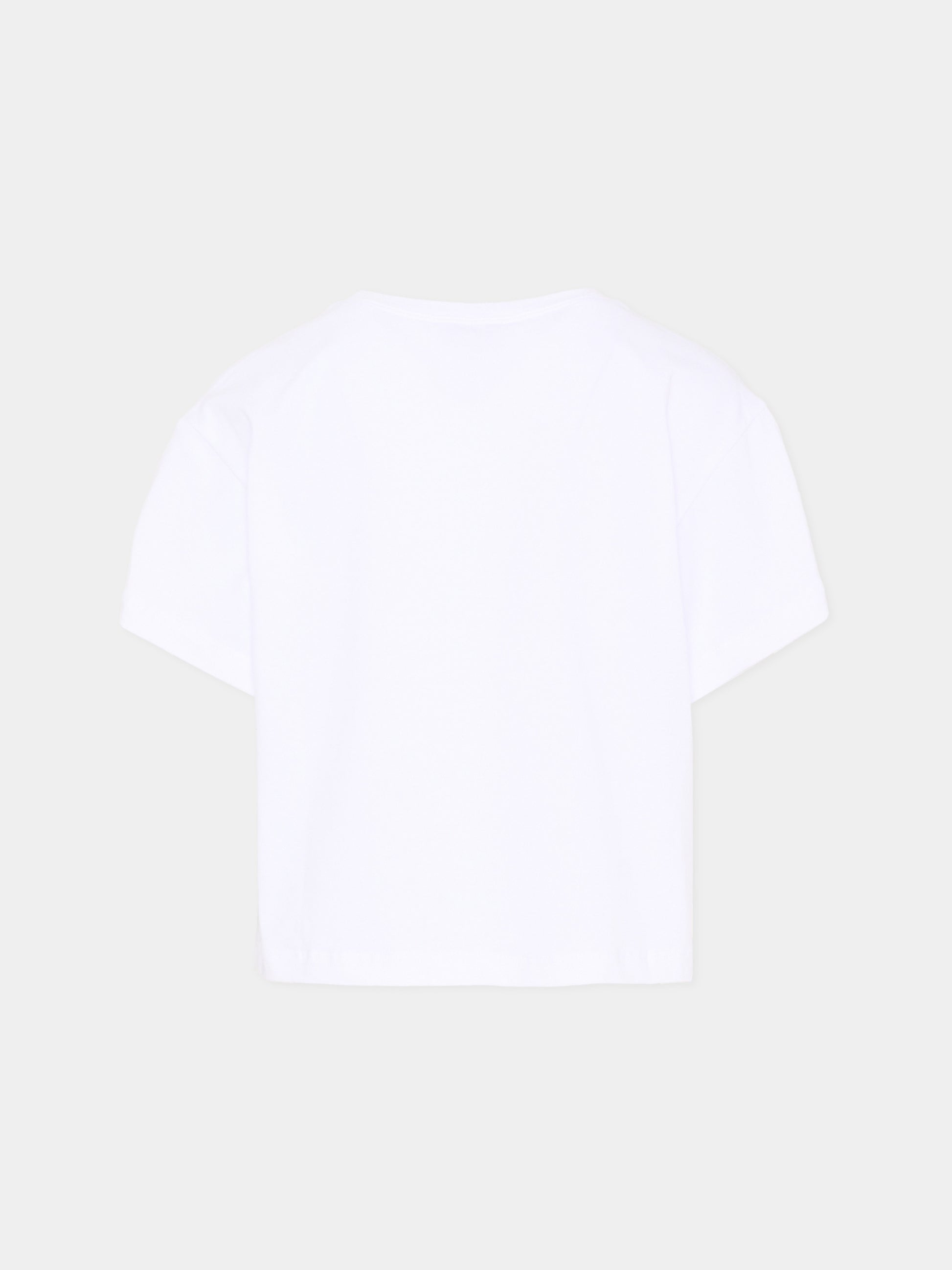 T-Shirt bianca per bambina con fiocco,Monnalisa,11G615 - 7201 - 0099