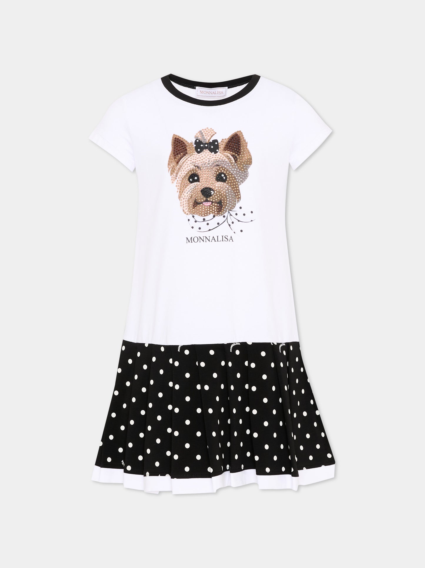 Vestito multicolor per bambina con strass,Monnalisa,19G919 - 7032 - 9950