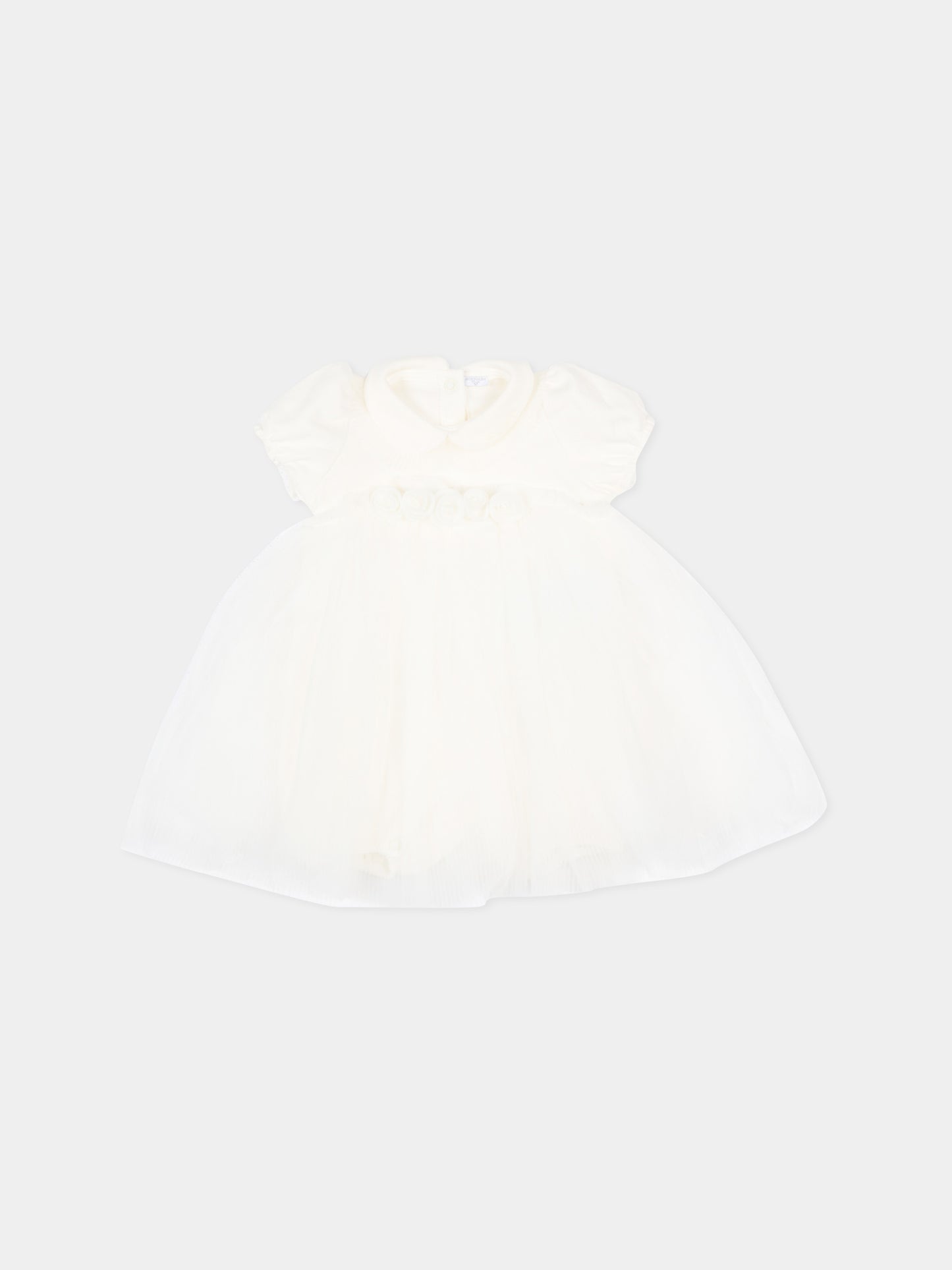 Pagliaccetto bianco in tulle per neonata,Monnalisa,35G201 - 7010 - 0001