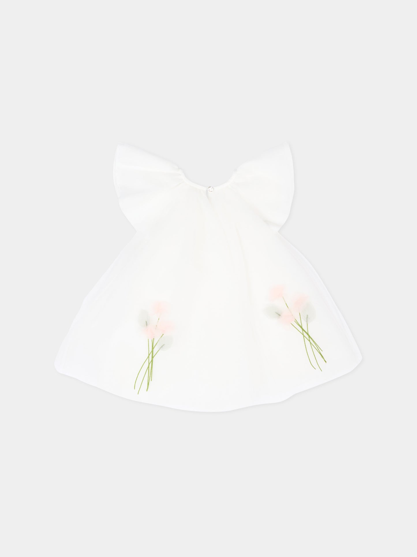 Vestito elegante avorio per neonata con fiori,Monnalisa,73G904 - 7747 - 0001