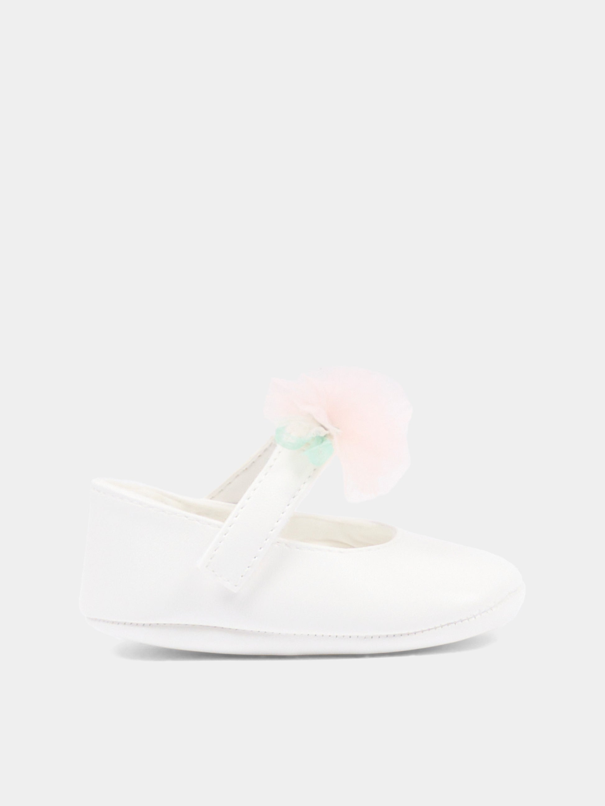 Ballerina bianca per neonata con applicazione floreale,Monnalisa,73G001 - 7768 - 0001