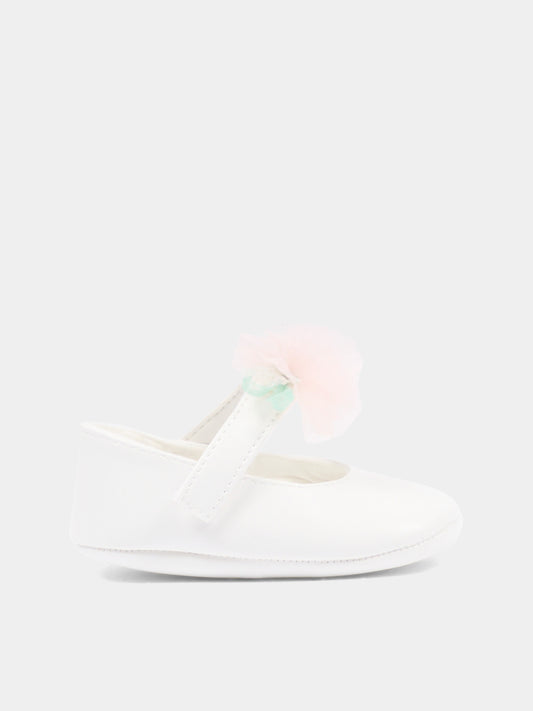 Ballerina bianca per neonata con applicazione floreale,Monnalisa,73G001 - 7768 - 0001