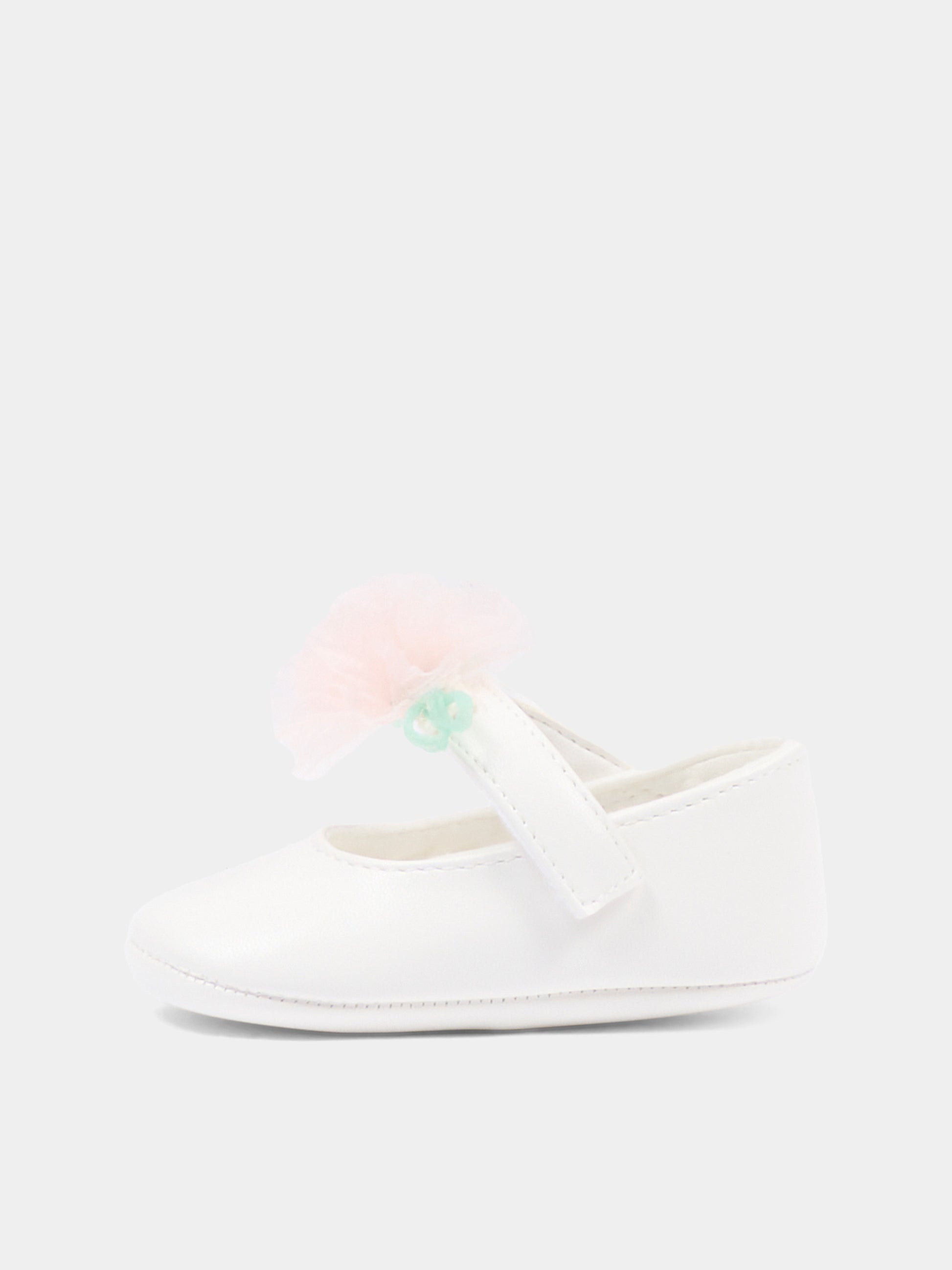 Ballerina bianca per neonata con applicazione floreale,Monnalisa,73G001 - 7768 - 0001