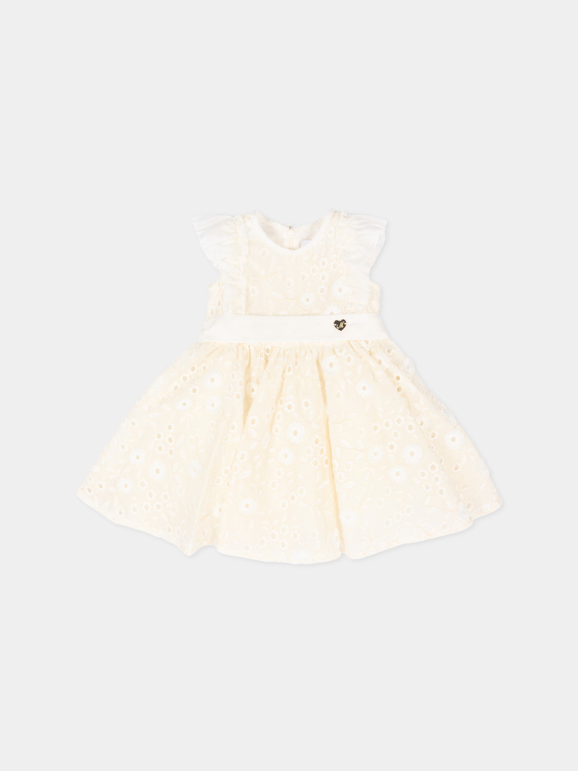 Abito elegante avorio per neonata in pizzo Sangallo,Monnalisa,73G901 - 7943 - 0002