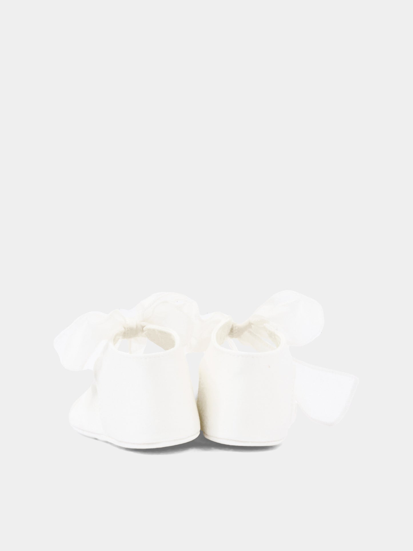 Ballerine bianche per neonata con fiocco,Monnalisa,73G002 - 7133 - 0001