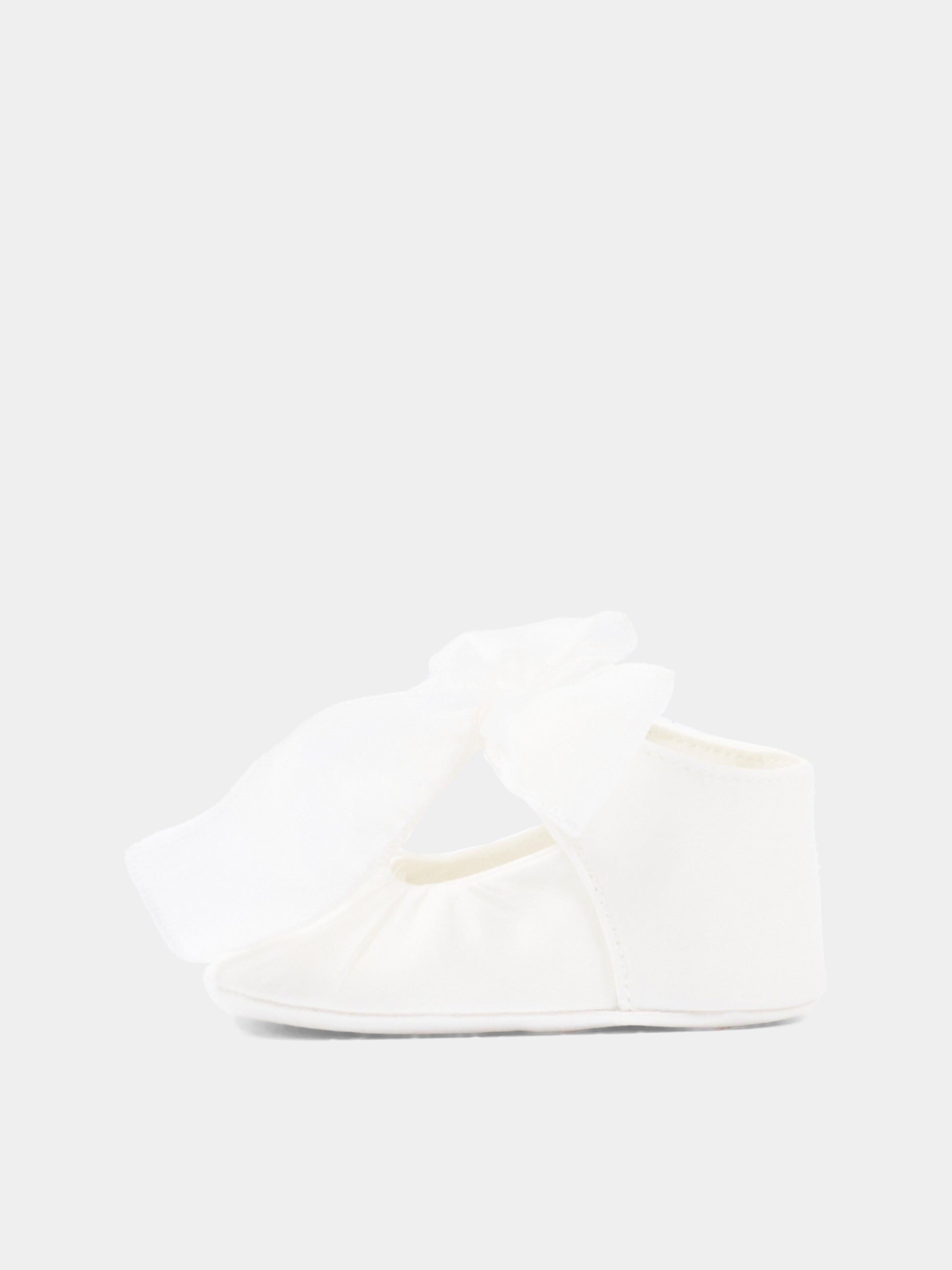 Ballerine bianche per neonata con fiocco,Monnalisa,73G002 - 7133 - 0001