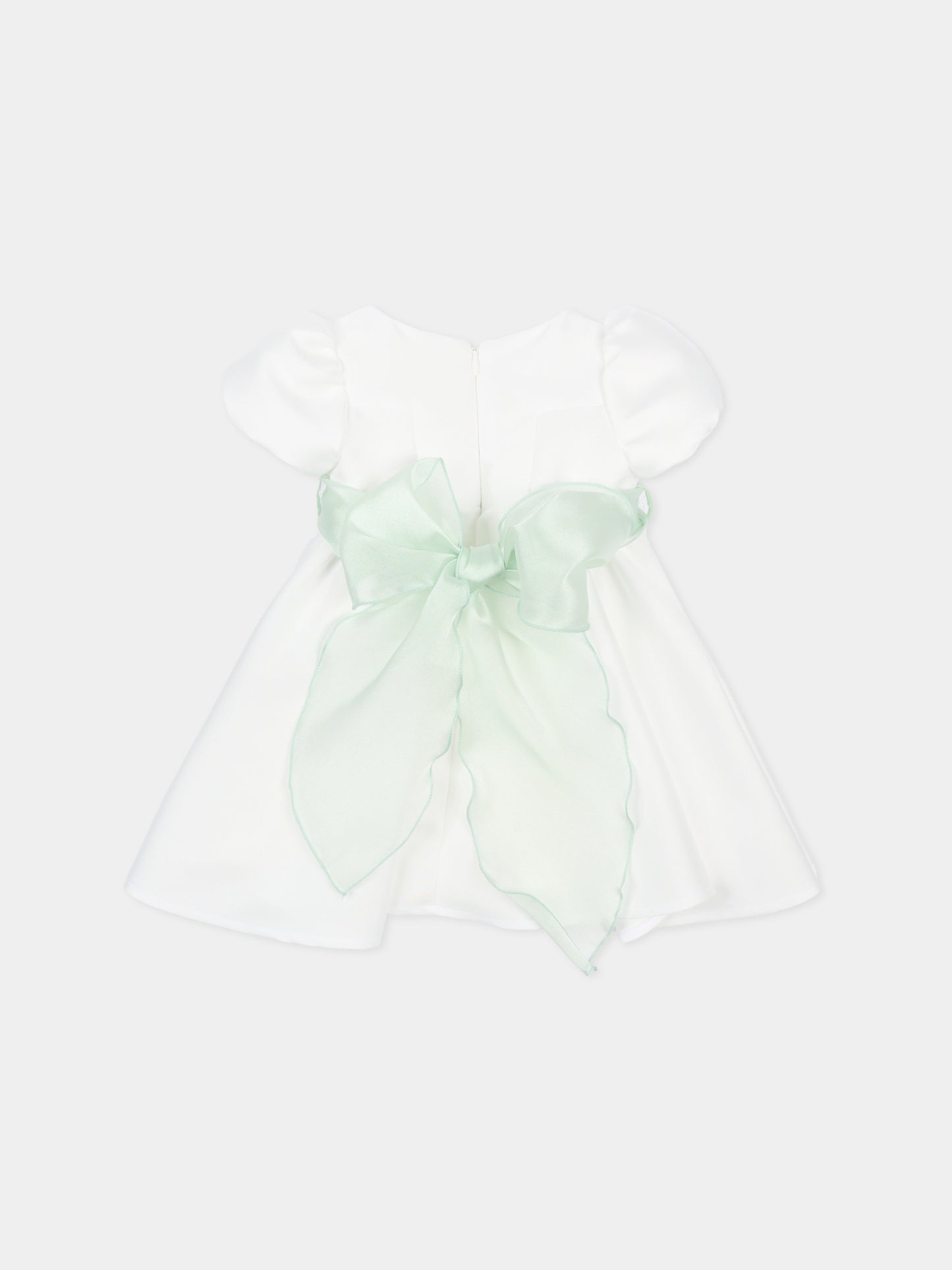 Vestito bianco per neonata con applicazione floreale,Monnalisa,73G903 - 7302 - 0120