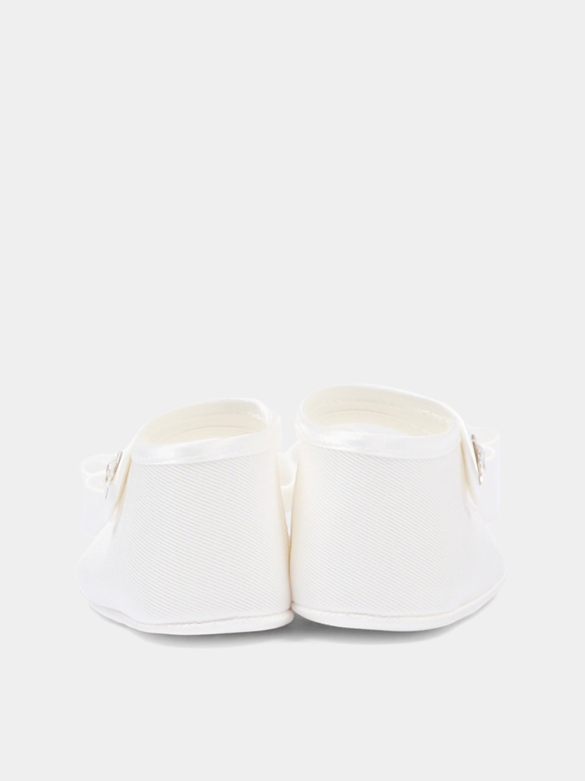 Ballerine bianche per neonata con fiocco,Monnalisa,73G008 - 7302 - 0001