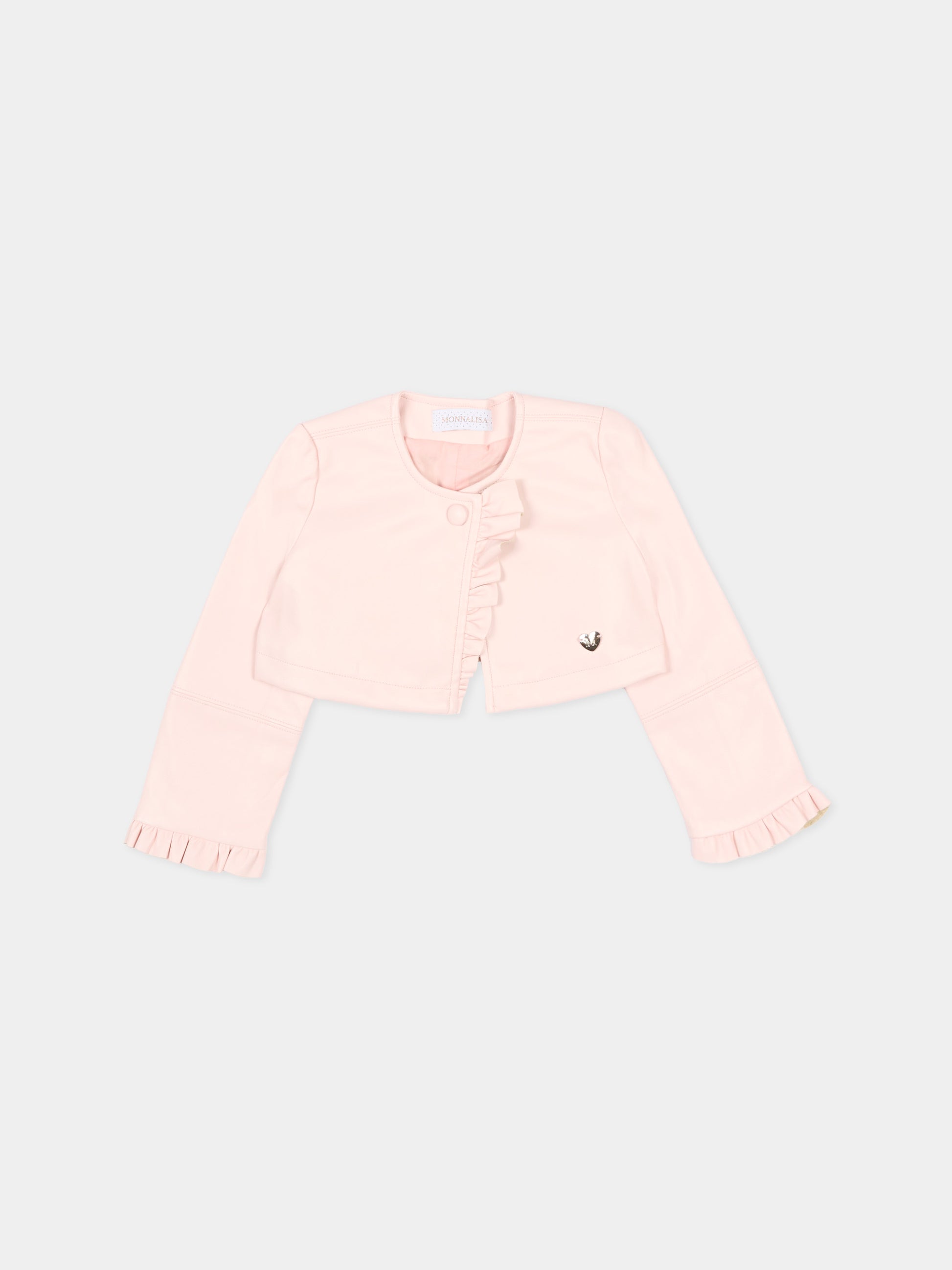 Giubbotto rosa per neonata con rouches,Monnalisa,73G100 - 7023 - 0091