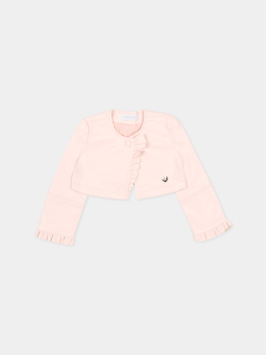 Giubbotto rosa per neonata con rouches,Monnalisa,73G100 - 7023 - 0091