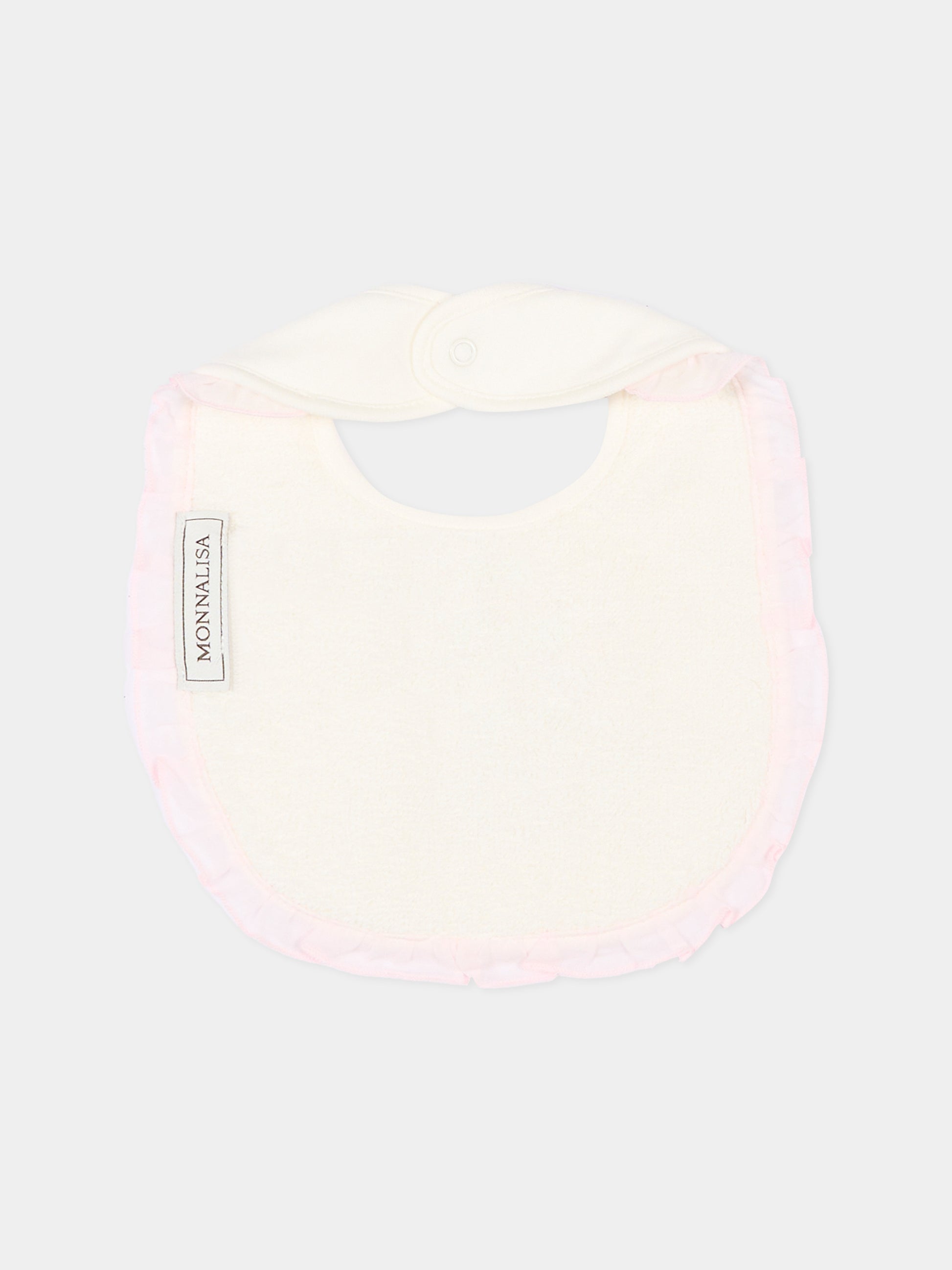 Bavaglino avorio per neonata con coniglio,Monnalisa,35G009 - 7000 - 0001