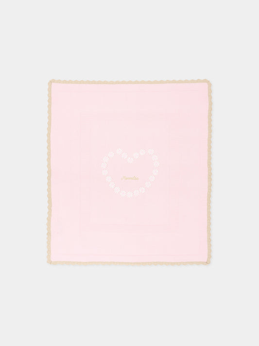 Coperta rosa per neonata con logo,Monnalisa,35G005 - 7040 - 0090