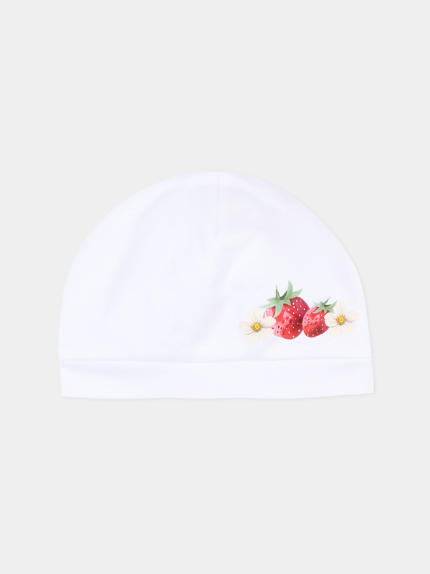 Set tutina bianco per neonata con fragole,Monnalisa,35G514 - 7084 - 0099