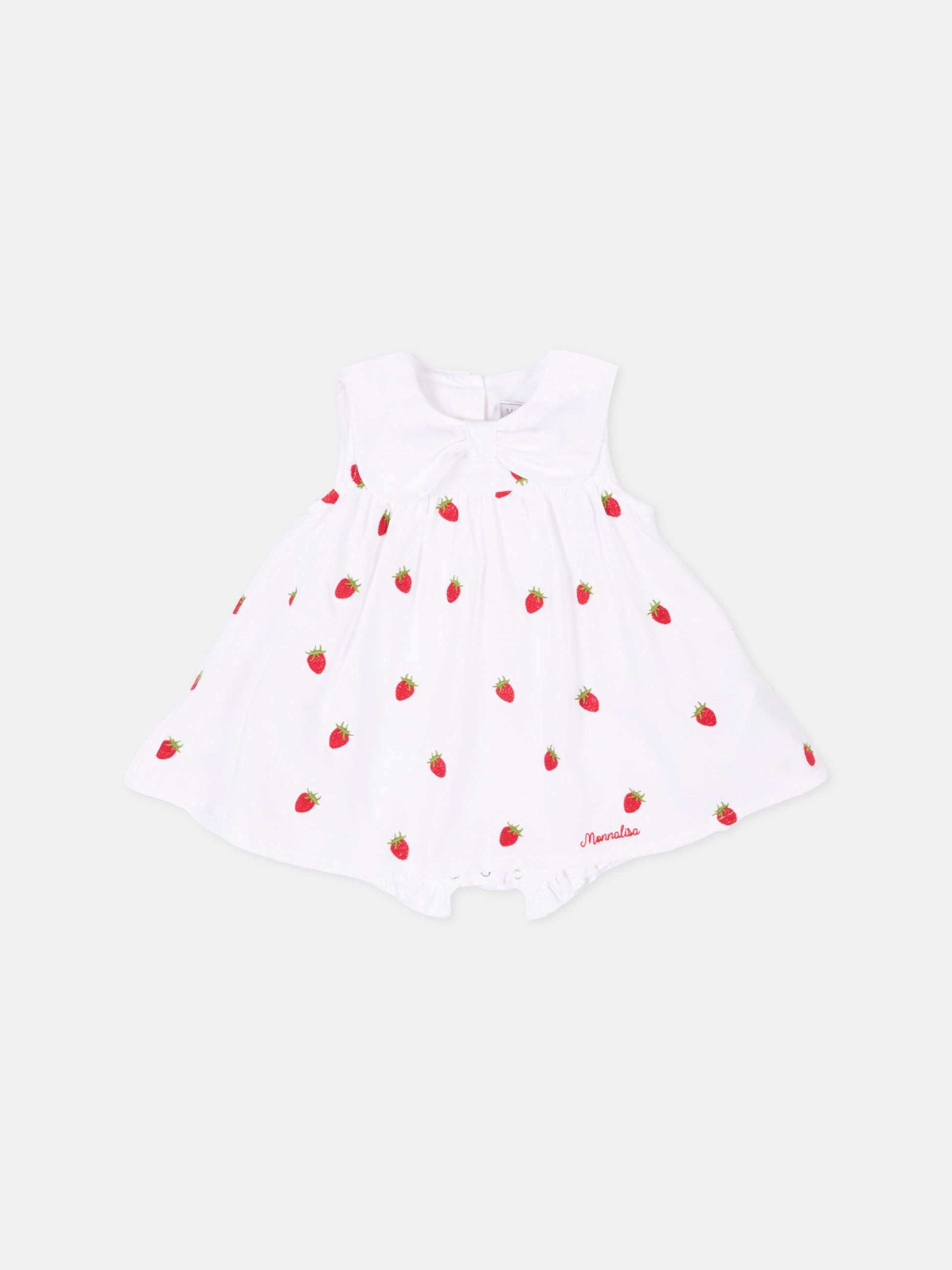 Vestito bianco per neonata con fragole,Monnalisa,35G209 - 7083 - 9944