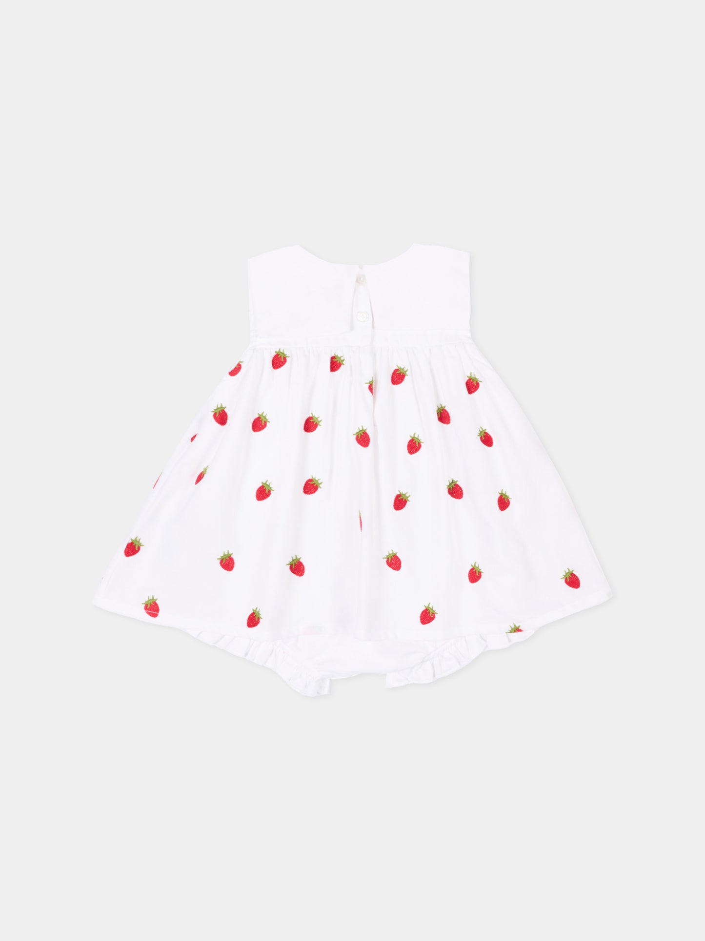 Vestito bianco per neonata con fragole,Monnalisa,35G209 - 7083 - 9944