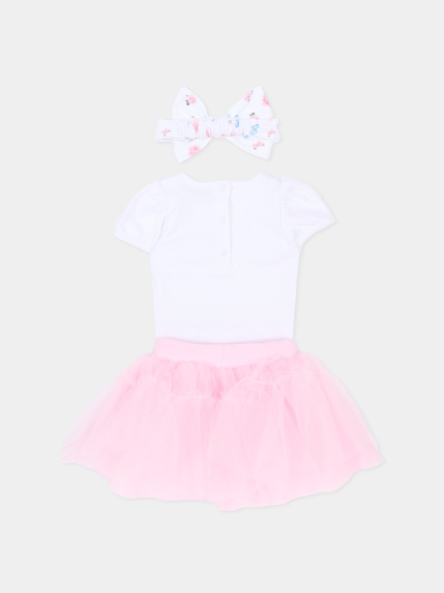 Completo rosa per neonata con stampa floreale,Monnalisa,35G507 - 7000 - 9990