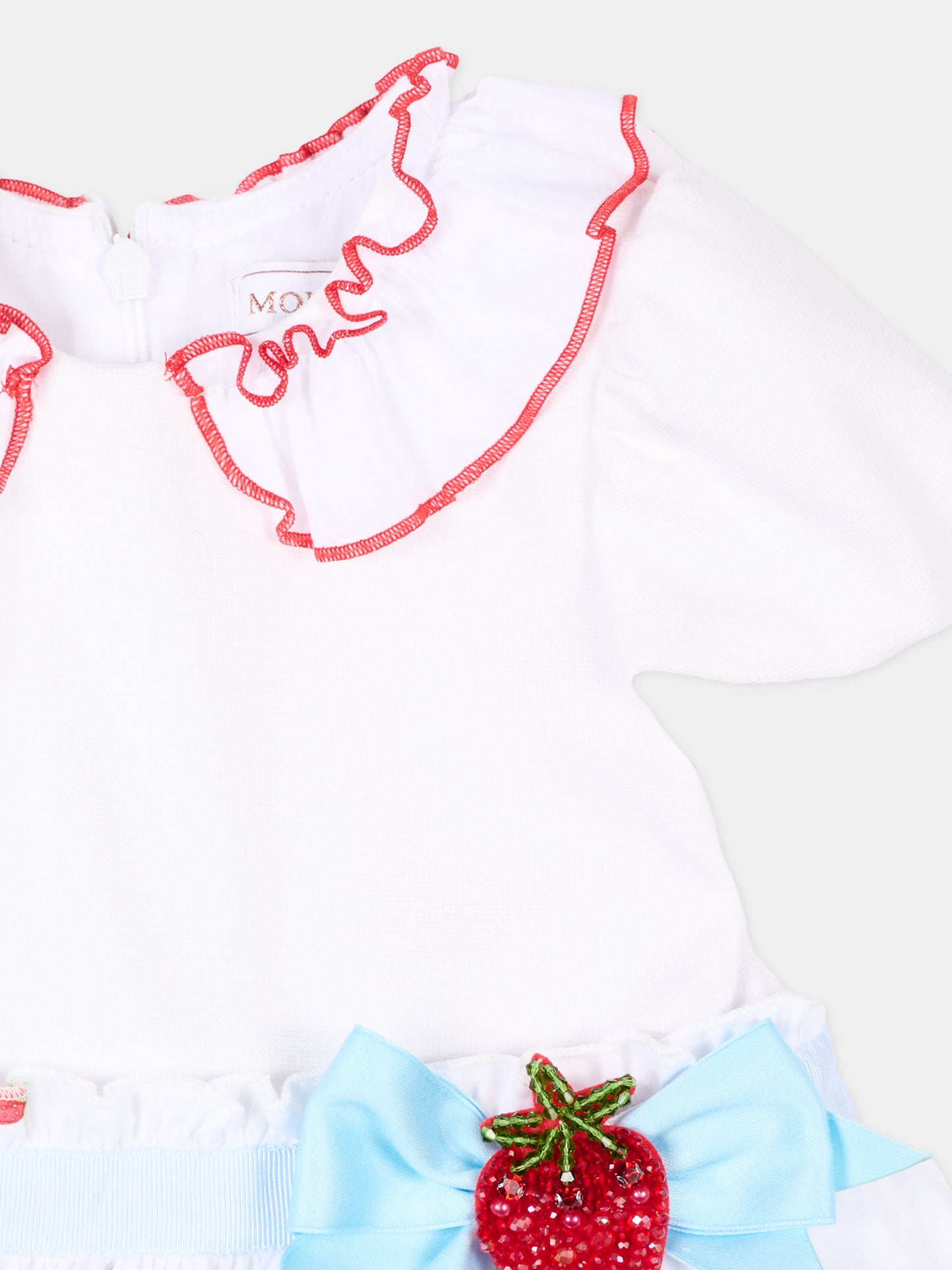 Abito elegante bianco per neonata con fragole,Monnalisa,31G919 - 7642 - 9944