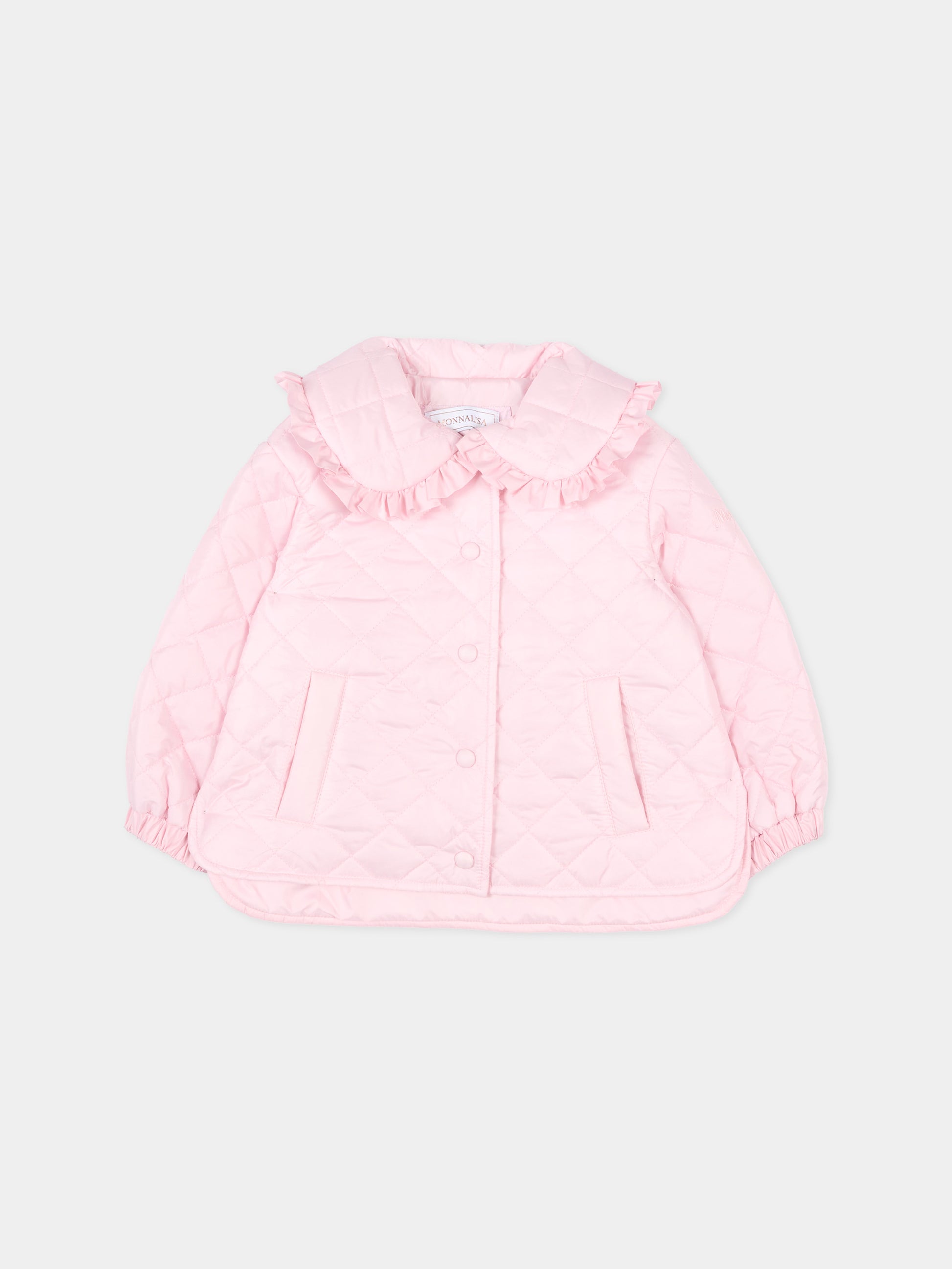 Piumino rosa per neonata trapuntato,Monnalisa,37G102 - 7027 - 0090