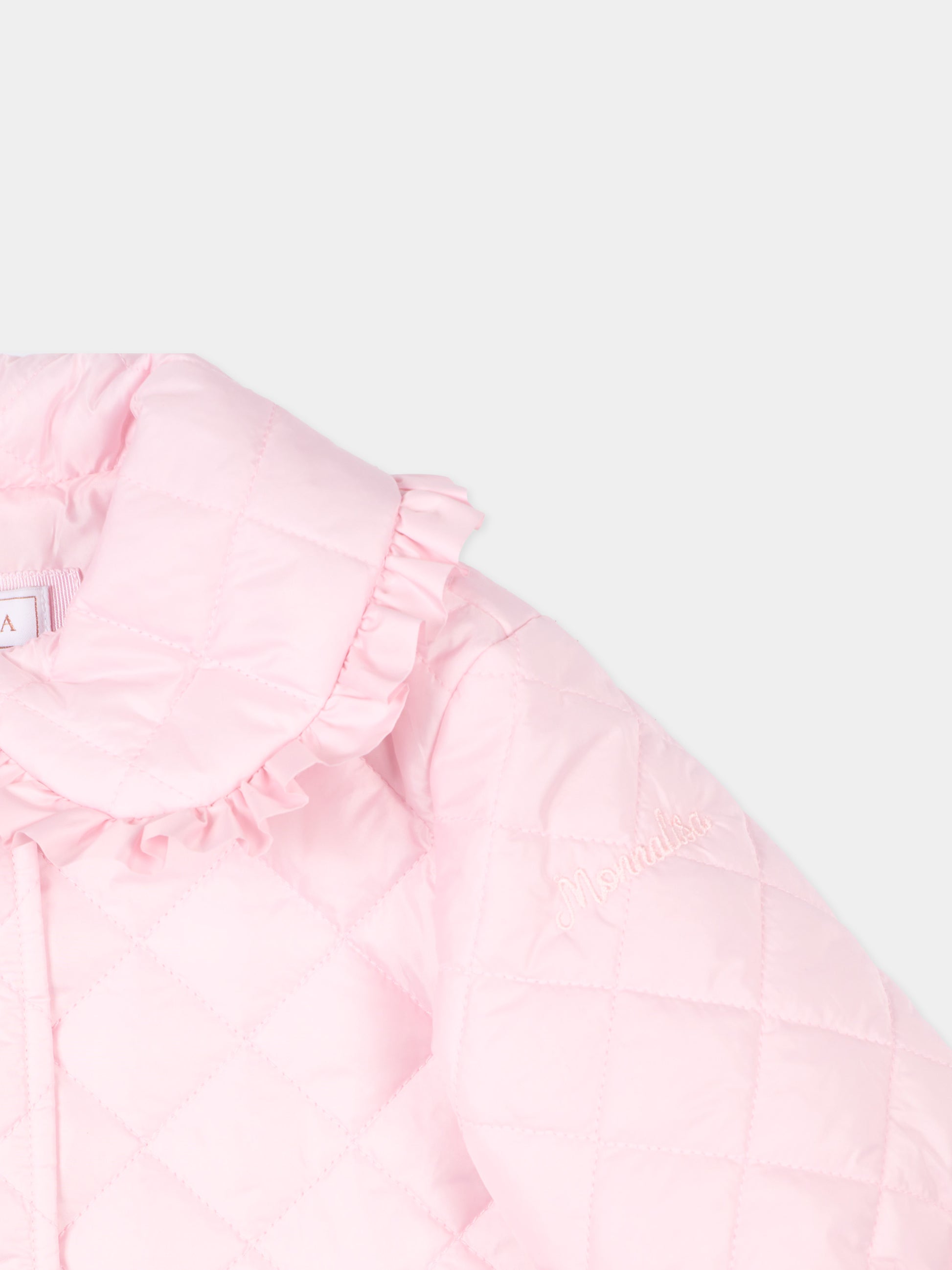 Piumino rosa per neonata trapuntato,Monnalisa,37G102 - 7027 - 0090