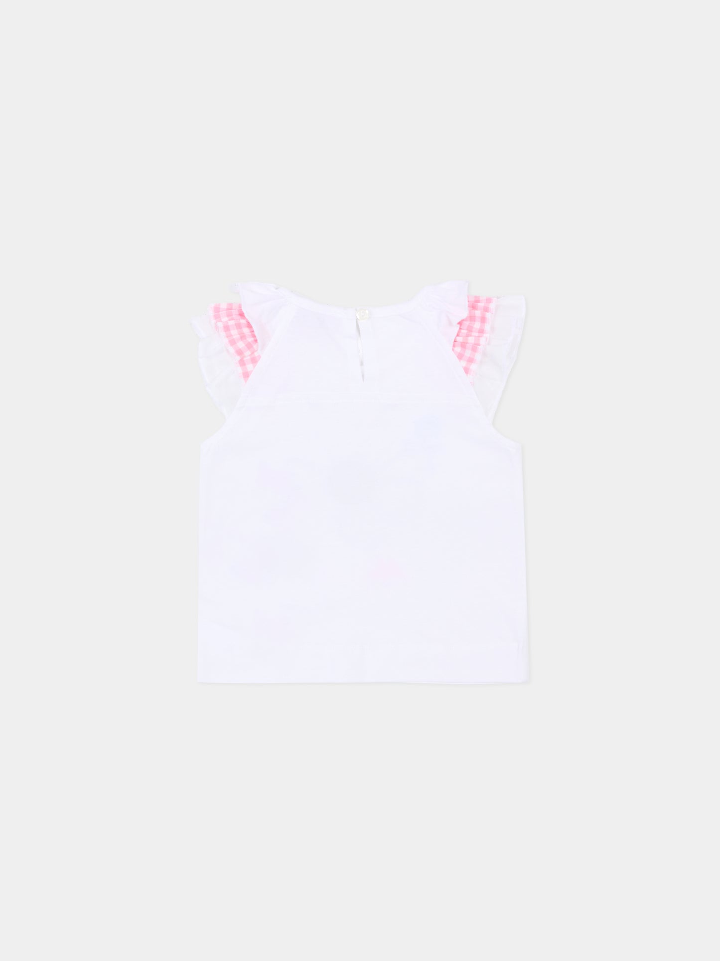T-shirt bianca per neonata con fiore e strass,Monnalisa,39G605 - 7002 - 0099