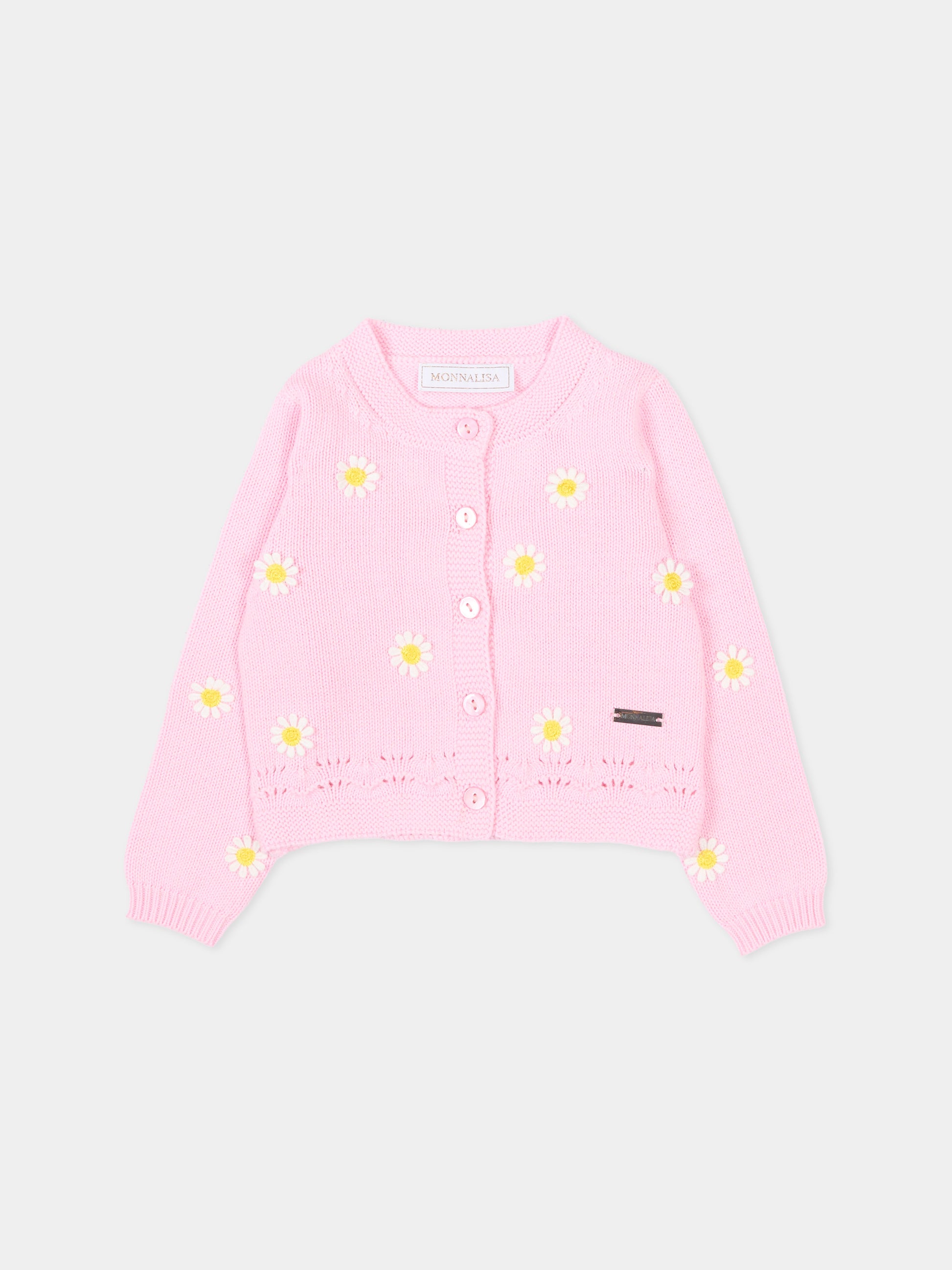 Cardigan rosa per neonata con margherite,Monnalisa,39G800 - 7040 - 0090