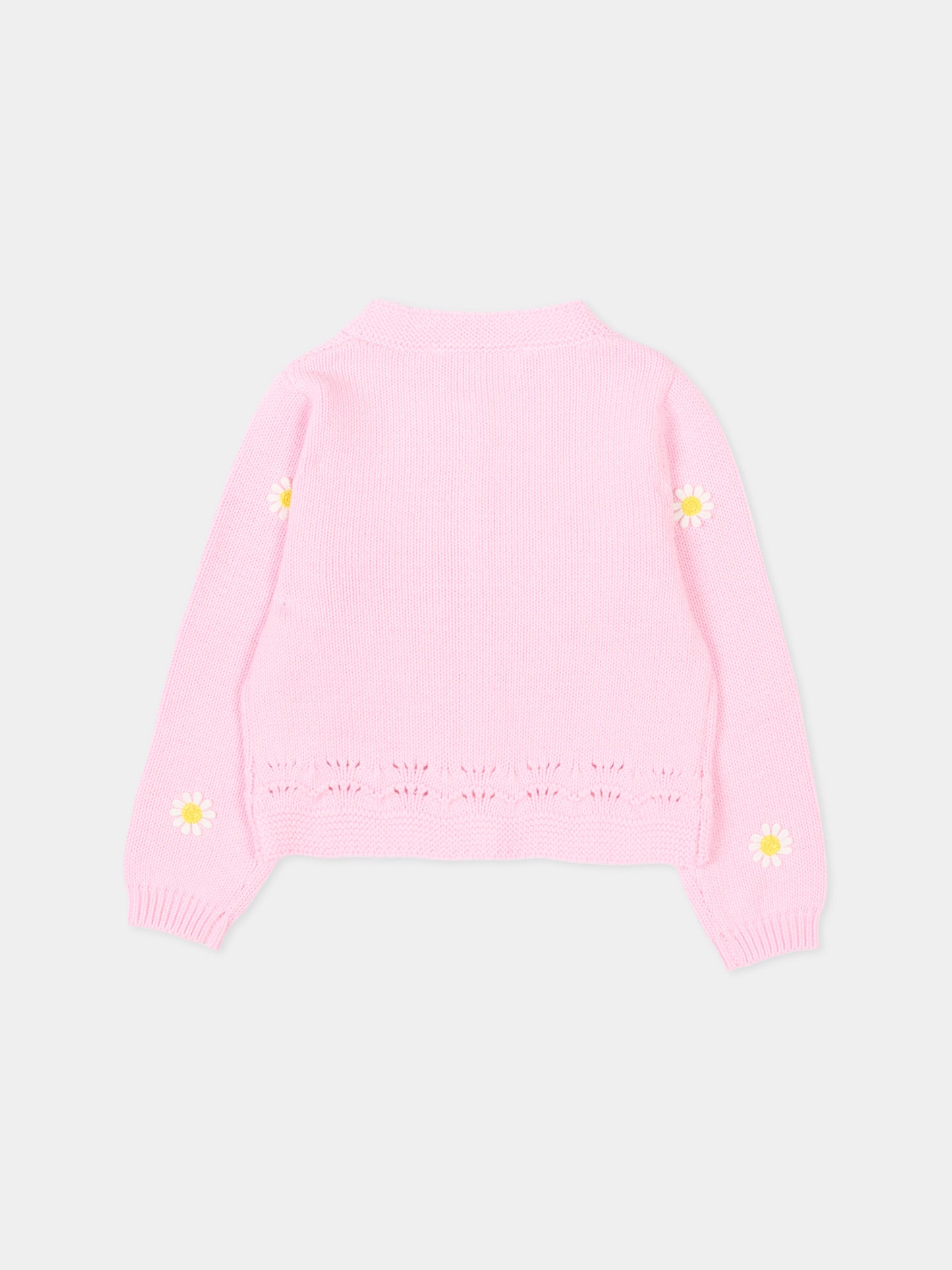 Cardigan rosa per neonata con margherite,Monnalisa,39G800 - 7040 - 0090