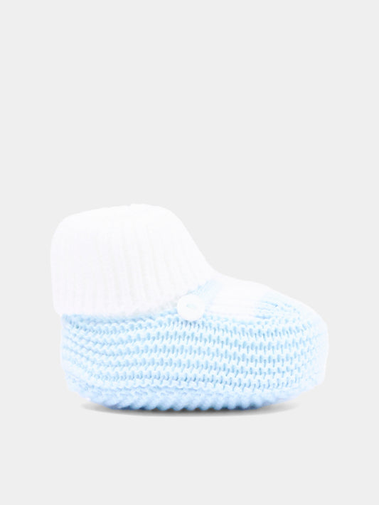 Babbucce bianco per neonato,Little Bear,3140 BCO/CIELO