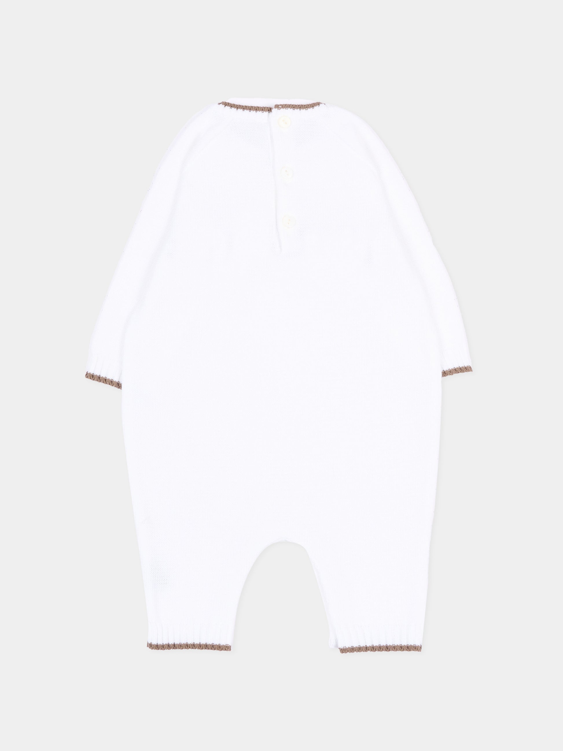 Tutina bianca per neonati con logo,Little Bear,3123 BCO/CACAO