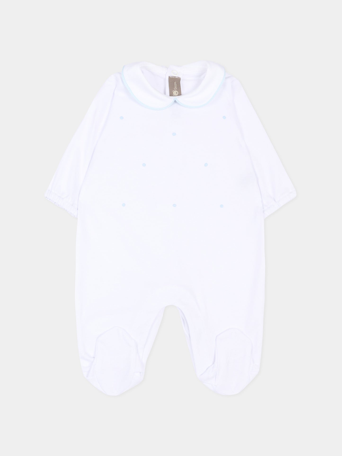 Tutina bianca per neonato con pois celeste,Little Bear,3063 BCO/CIELO