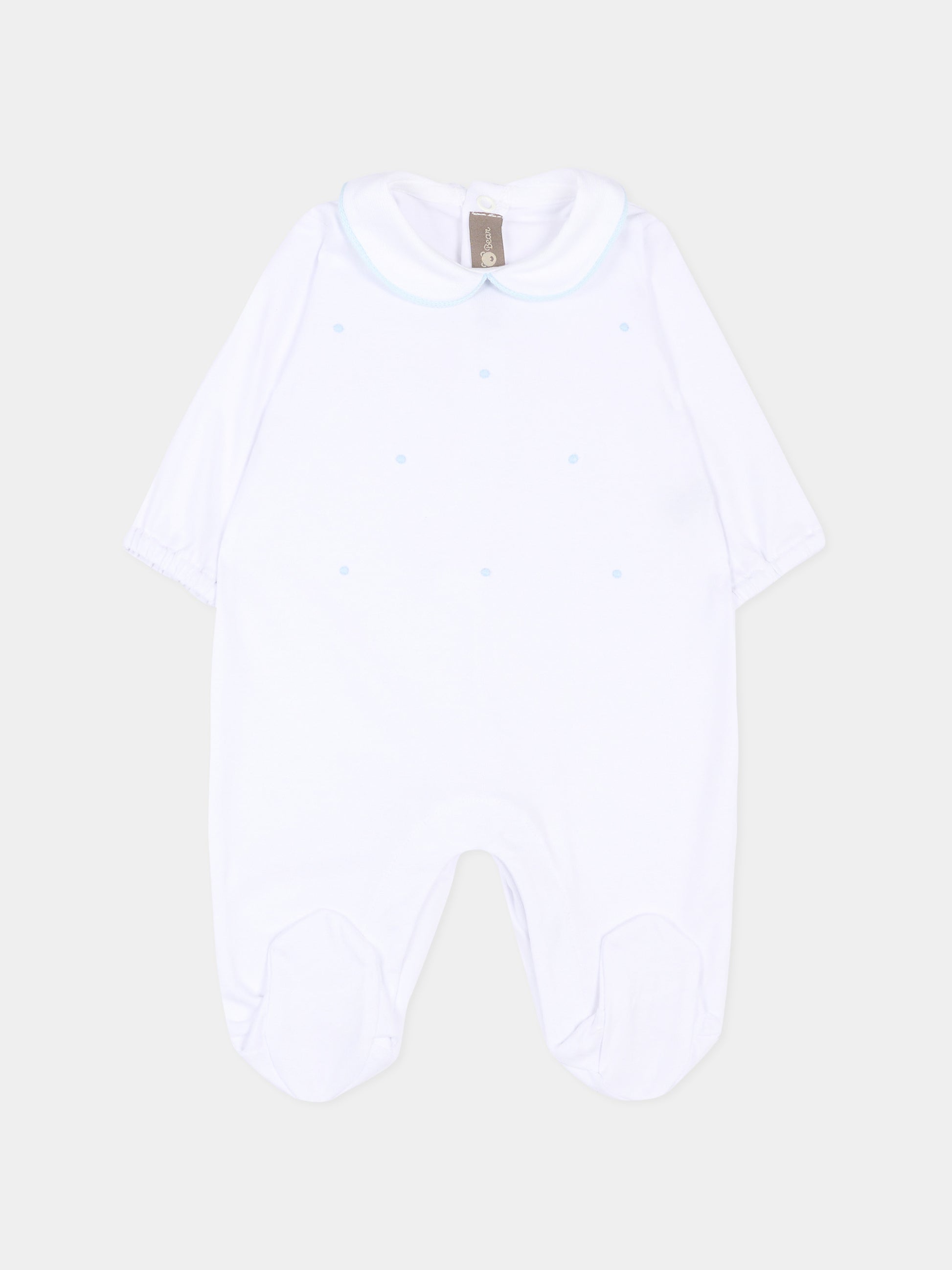 Tutina bianca per neonato con pois celeste,Little Bear,3063 BCO/CIELO