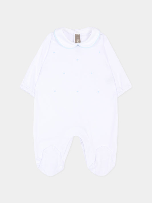 Tutina bianca per neonato con pois celeste,Little Bear,3063 BCO/CIELO