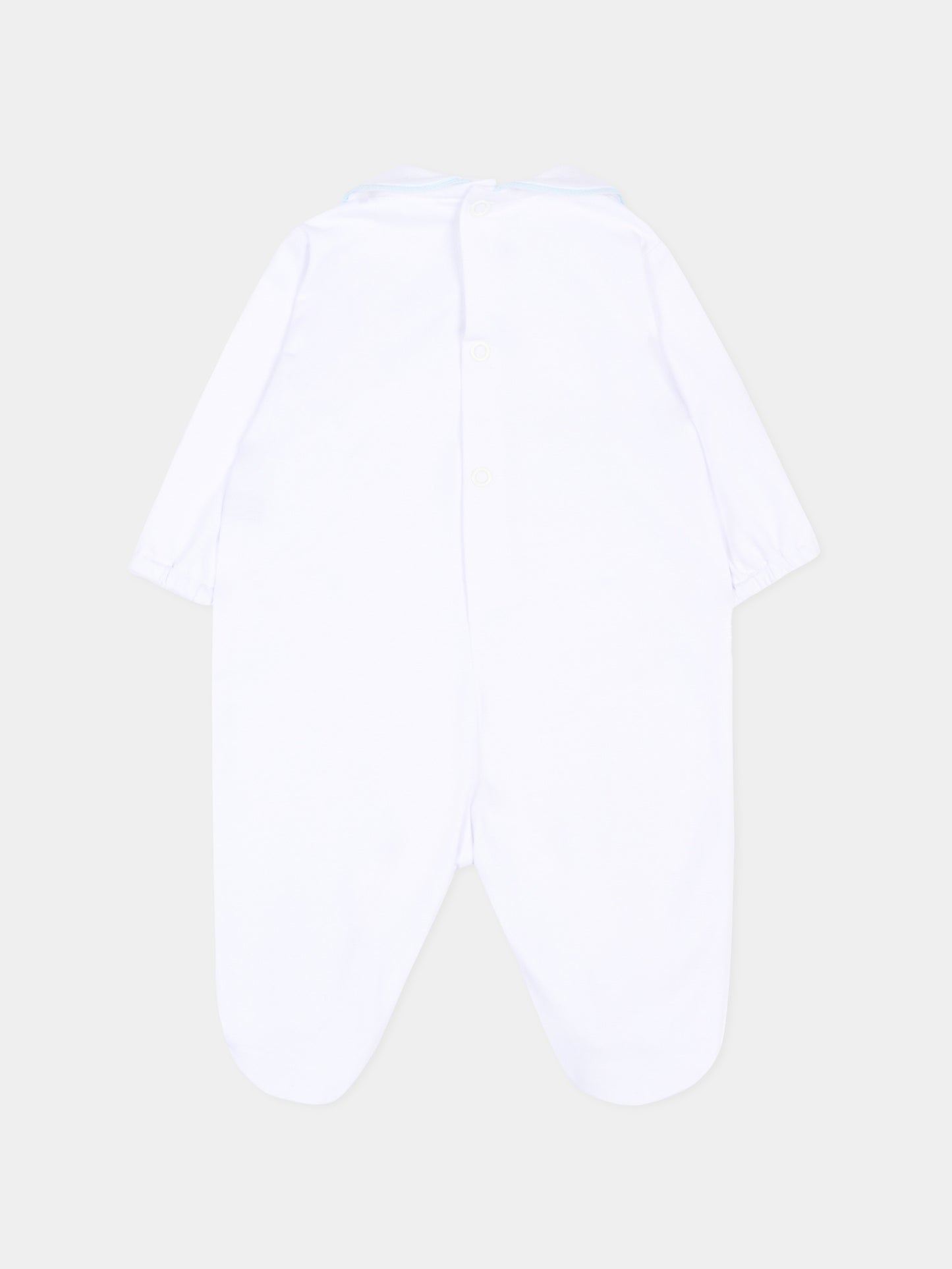 Tutina bianca per neonato con pois celeste,Little Bear,3063 BCO/CIELO