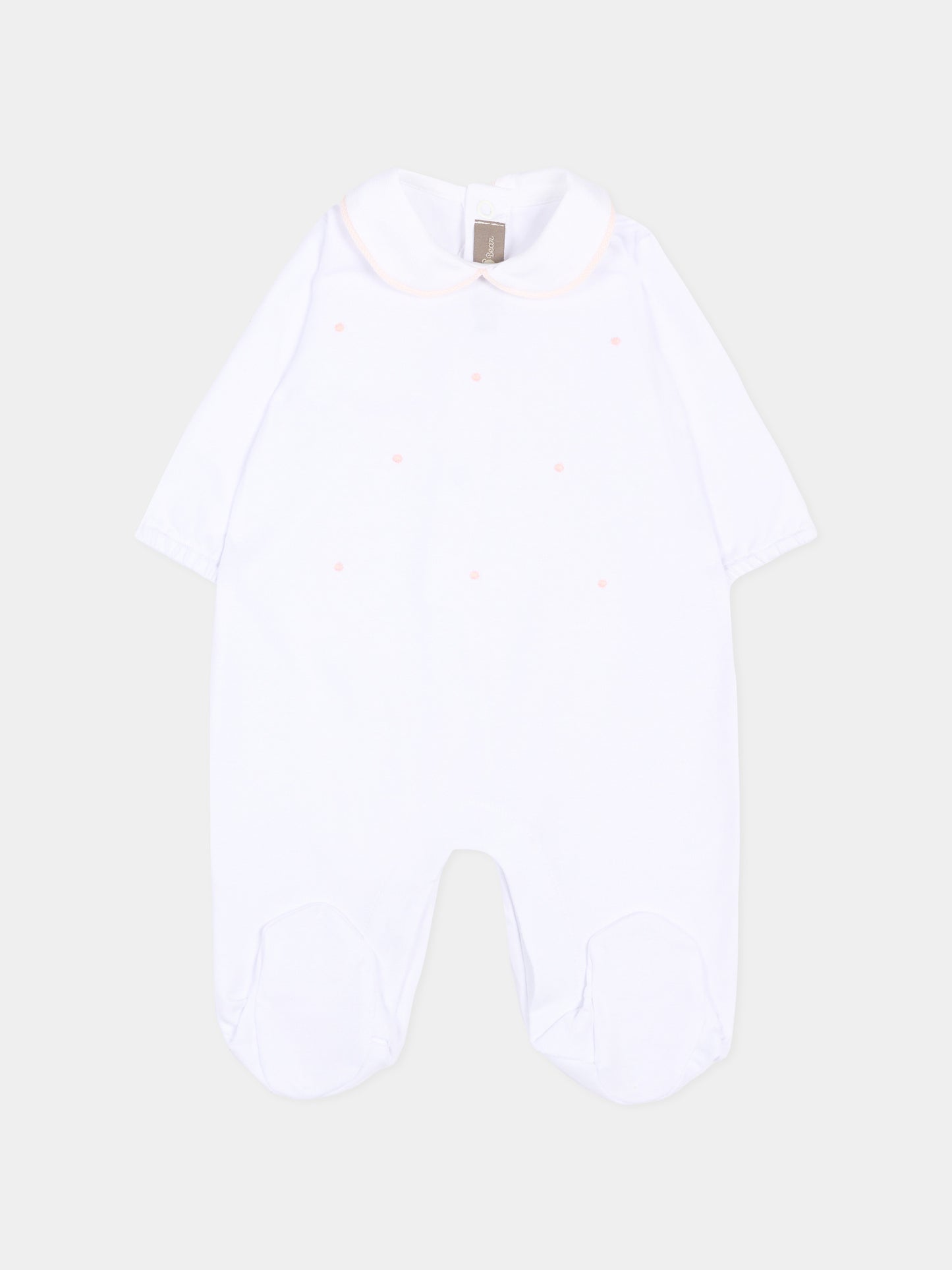 Tutina bianca per neonata con pois rosa,Little Bear,3063 BCO/ROSA