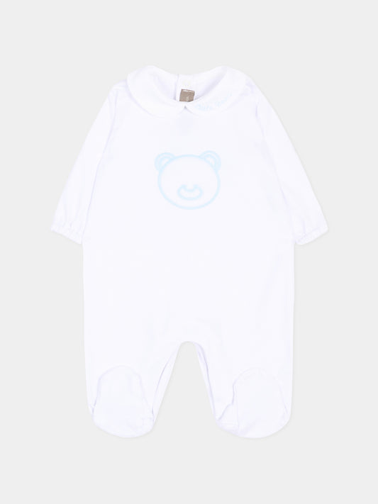 Tutina bianca per neonato con orsetto,Little Bear,3062 BCO/CIELO