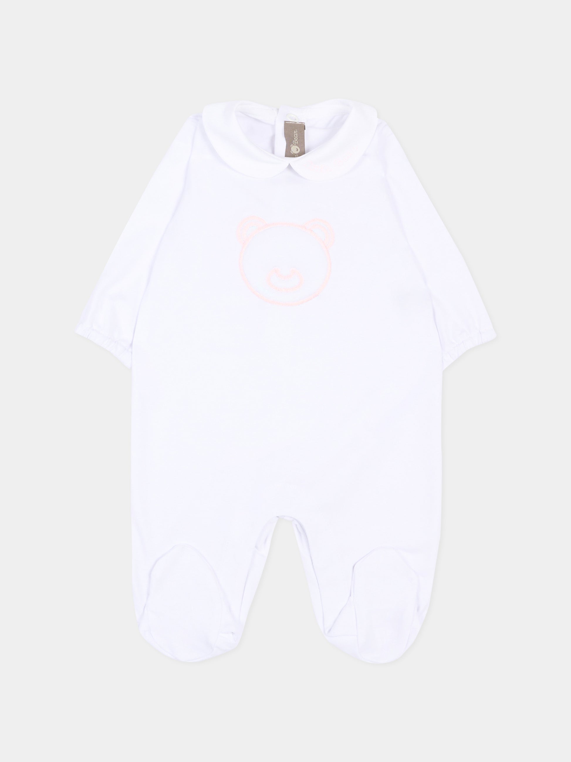 Tutina bianca per neonata con orsetto,Little Bear,3062 BCO/ROSA