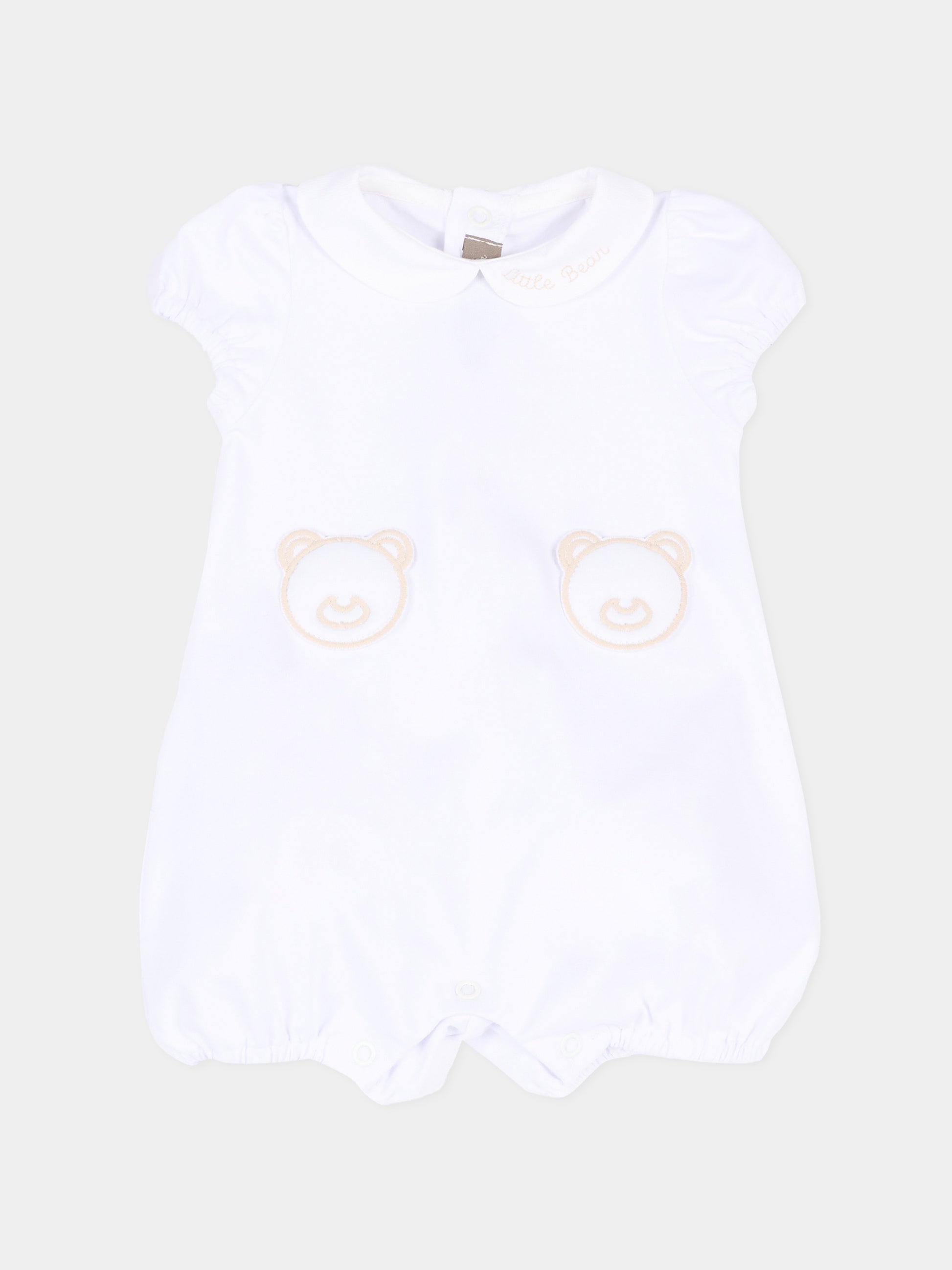 Pagliaccetto bianco per neonato con orsetti,Little Bear,3072 BCO/CORDA