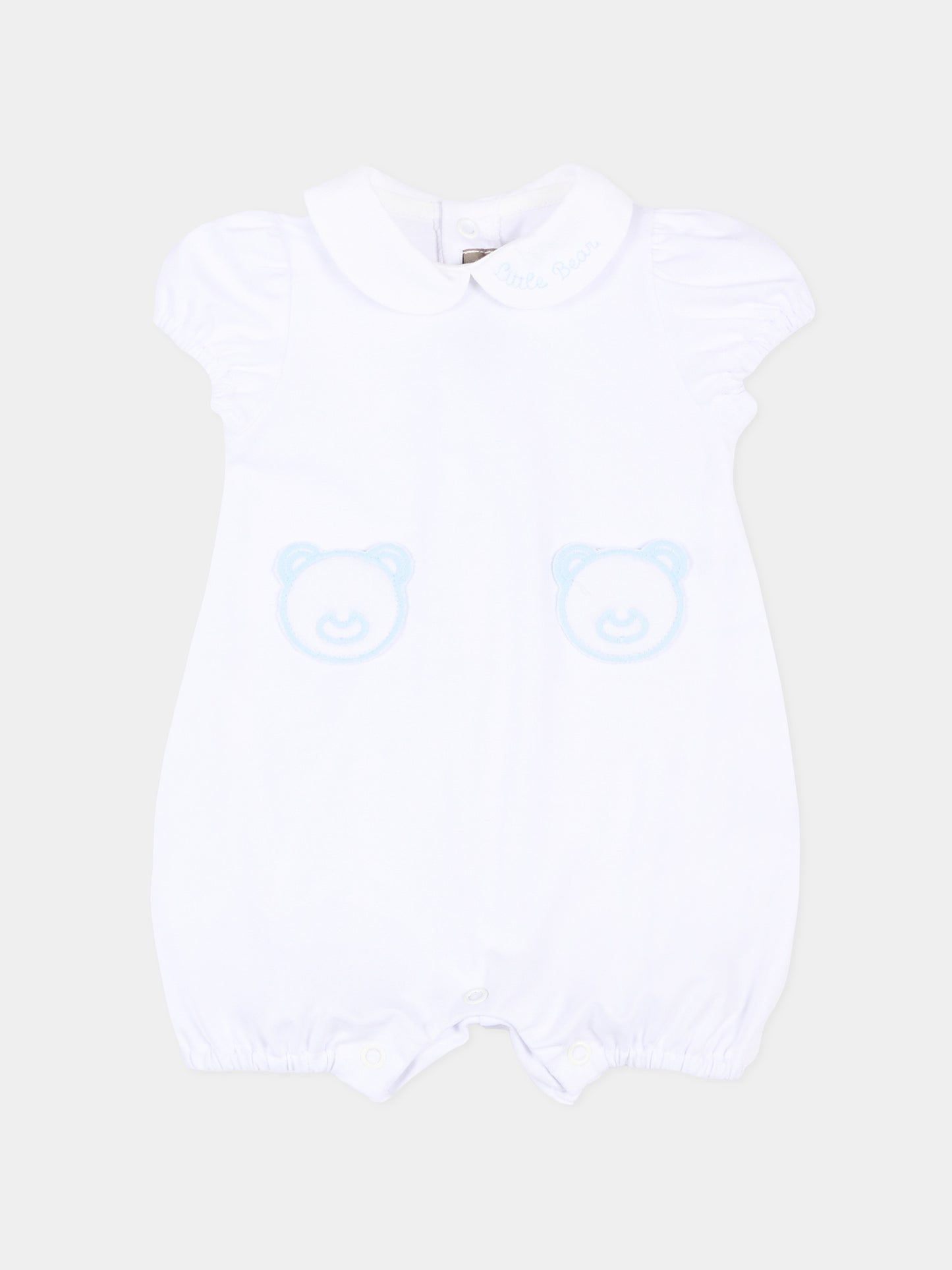 Pagliaccetto bianco per neonato con orsetti,Little Bear,3072 BCO/CIELO