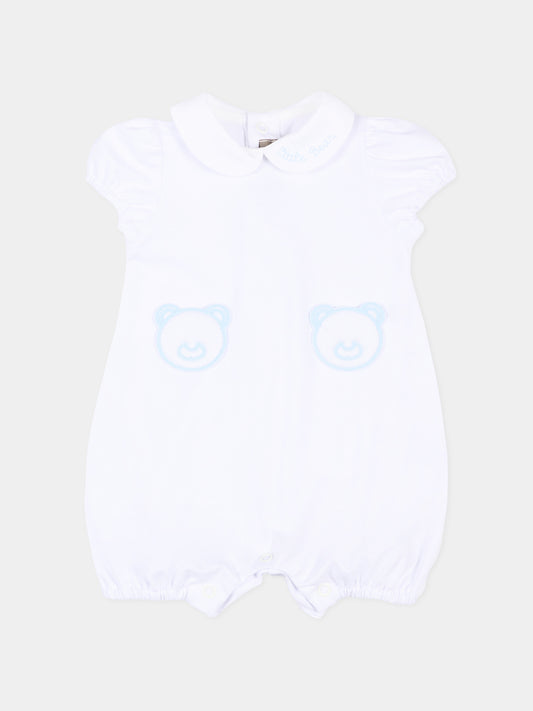 Pagliaccetto bianco per neonato con orsetti,Little Bear,3072 BCO/CIELO