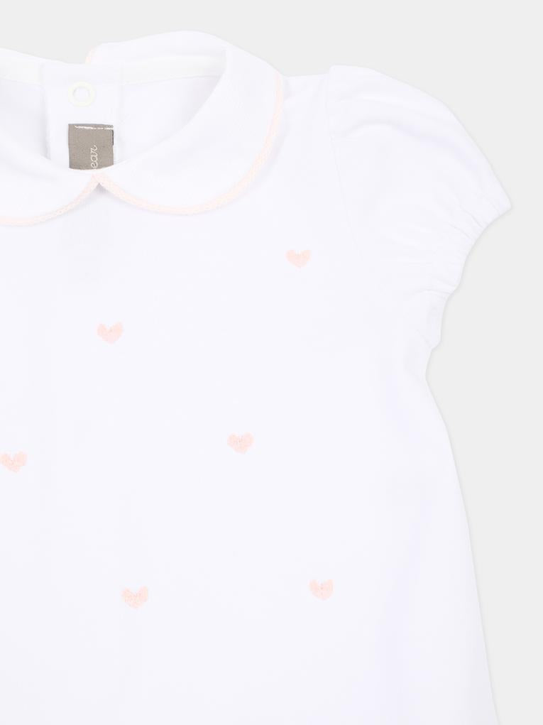 Bodysuit blanc pour Bébé Fille avec des cœurs