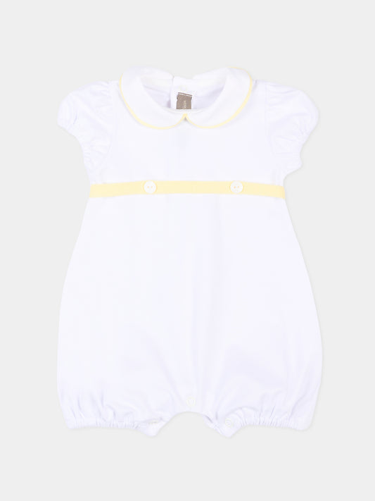 Pagliaccetto bianco per neonati con profili gialli,Little Bear,3078 BCO/GIALLO