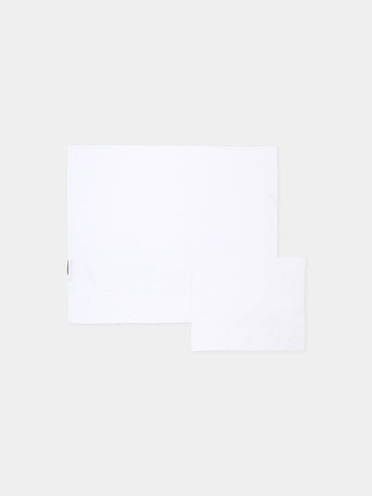 Lenzuola avorio per neonata con pois rosa,Little Bear,2040 BCO/ROSA