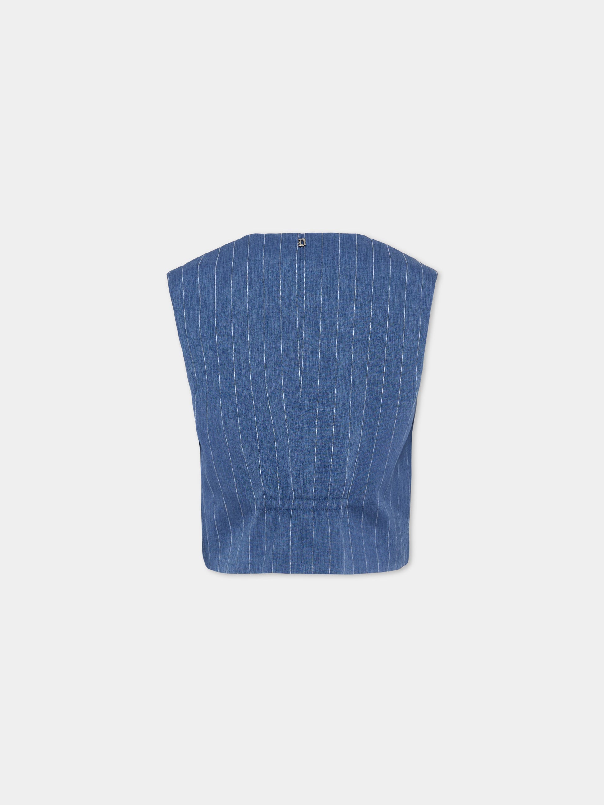 Panciotto azzurro gessato per bambino,Dondup Kids,DMGL003 0 TV117 4019